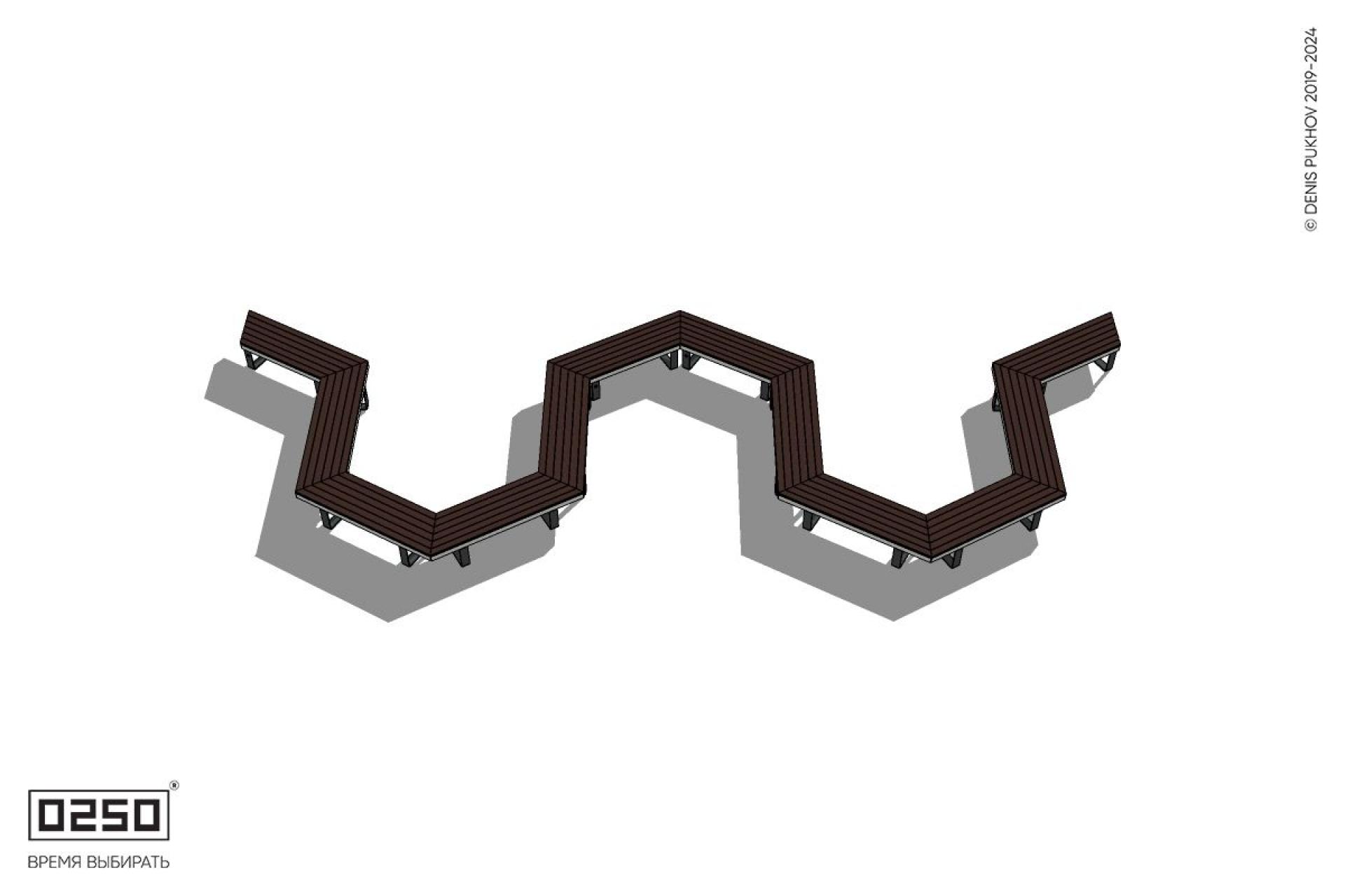 Уличная M-образная гексагональная скамейка на ножках производство 0250 Уличная M-образная гексагональная скамейка на ножках производство 0250