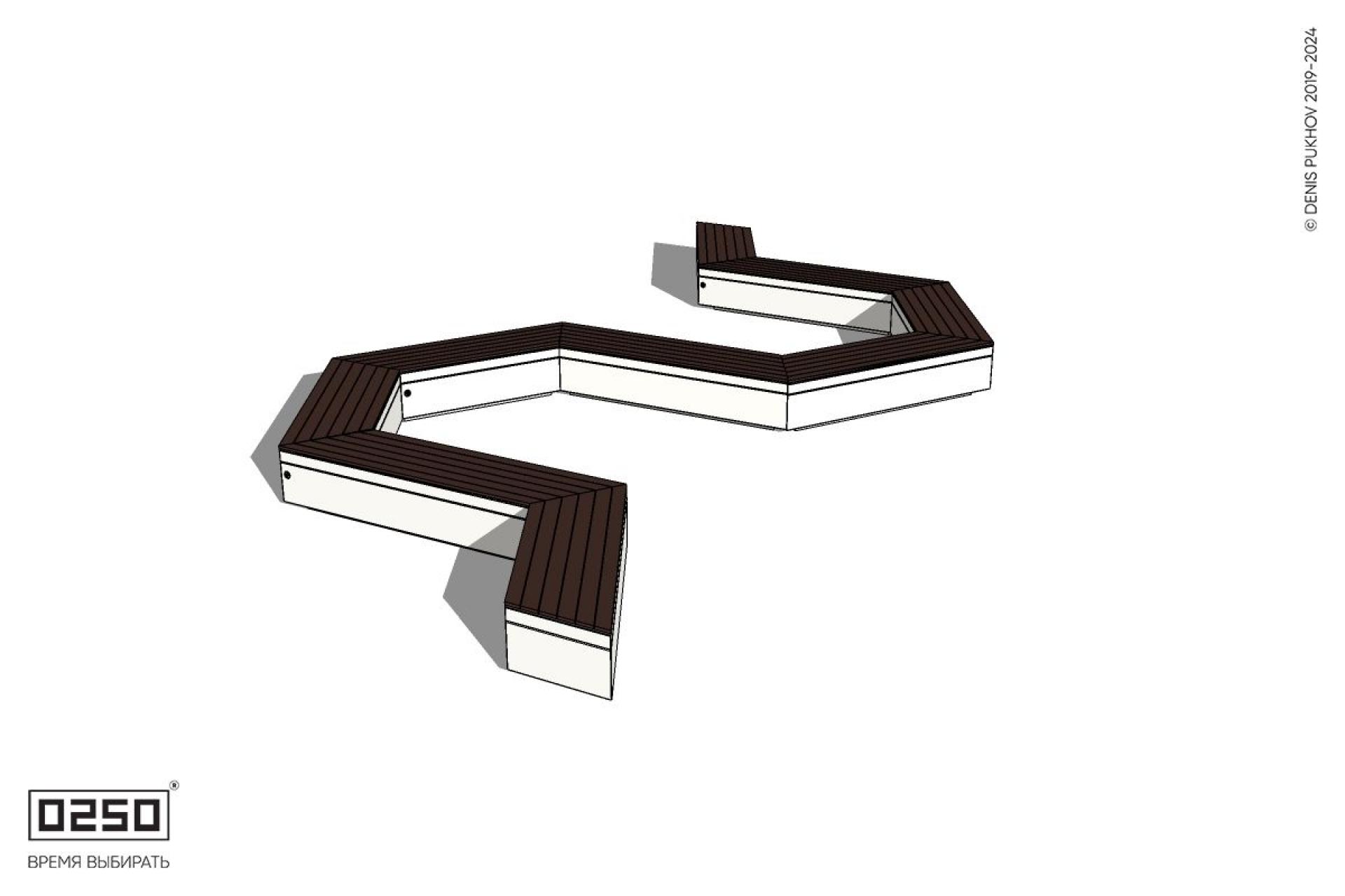 Уличная N-образная гексагональная скамейка на блоке производство 0250