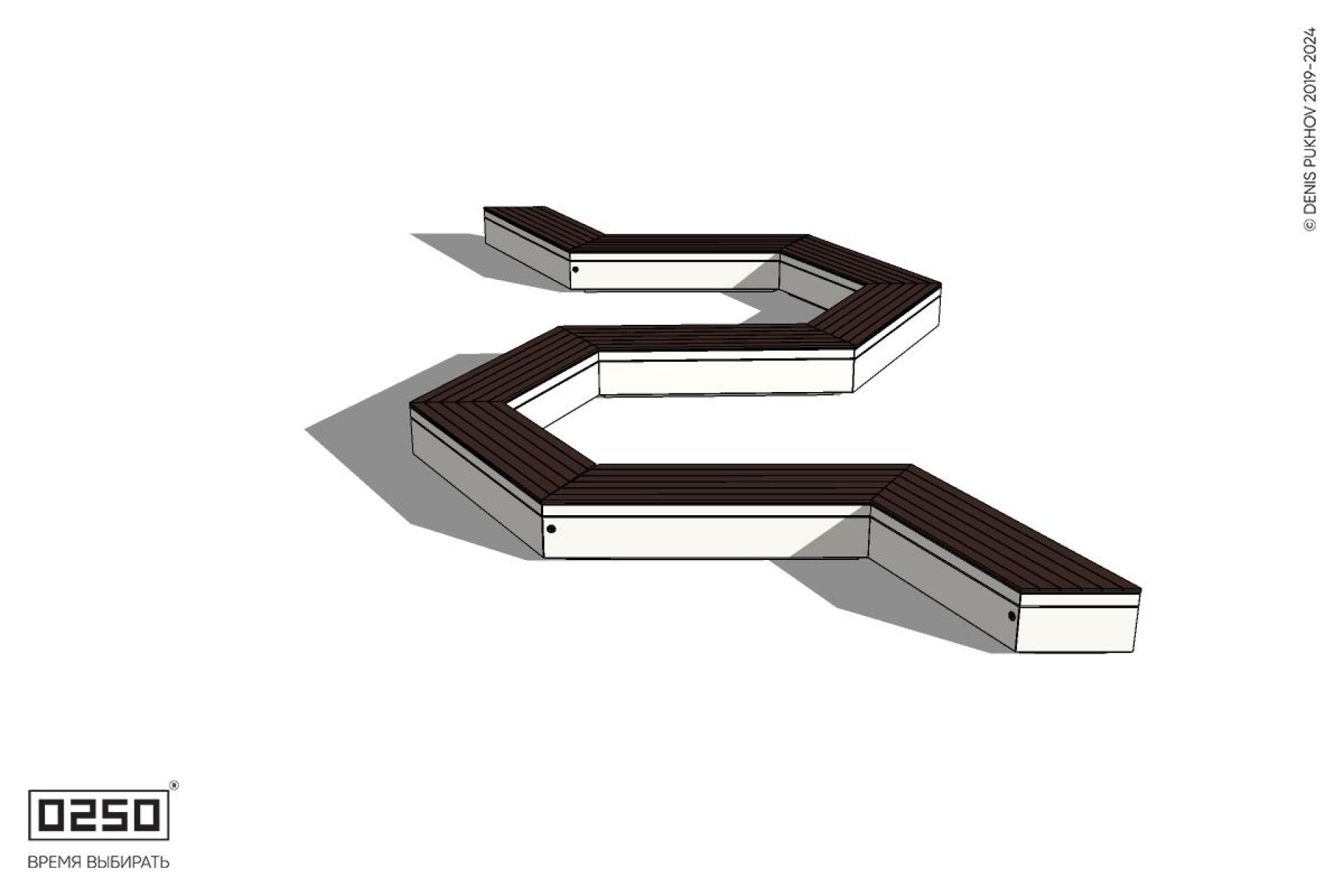 Уличная N-образная гексагональная скамейка на блоке производство 0250