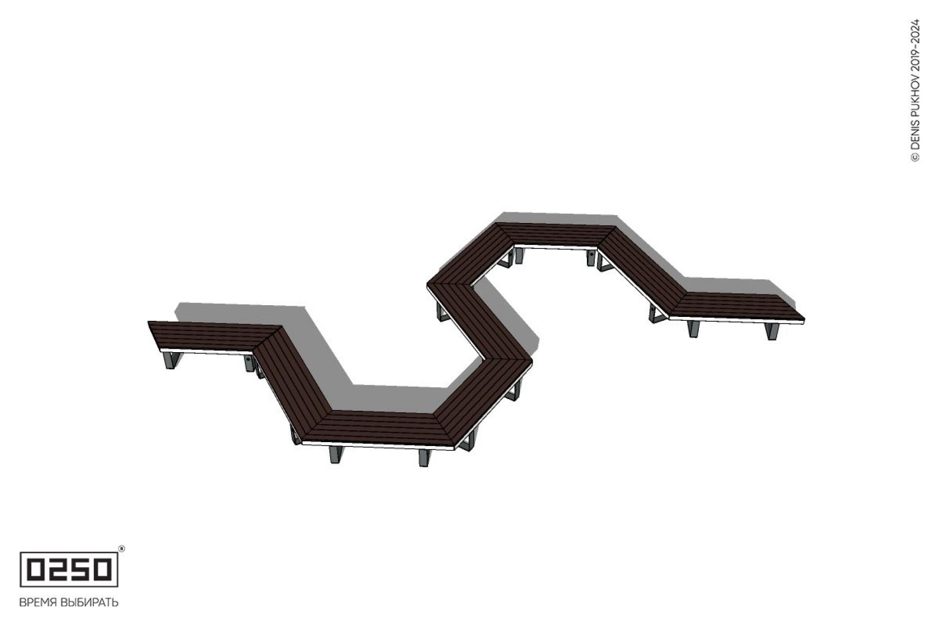 Уличная N-образная гексагональная скамейка на ножках производство 0250 Уличная N-образная гексагональная скамейка на ножках производство 0250