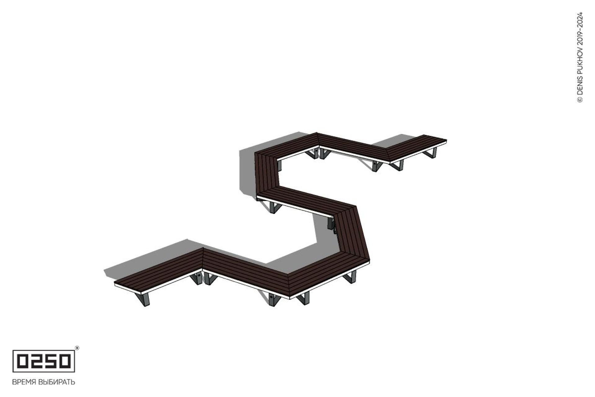 Уличная N-образная гексагональная скамейка на ножках производство 0250 Уличная N-образная гексагональная скамейка на ножках производство 0250