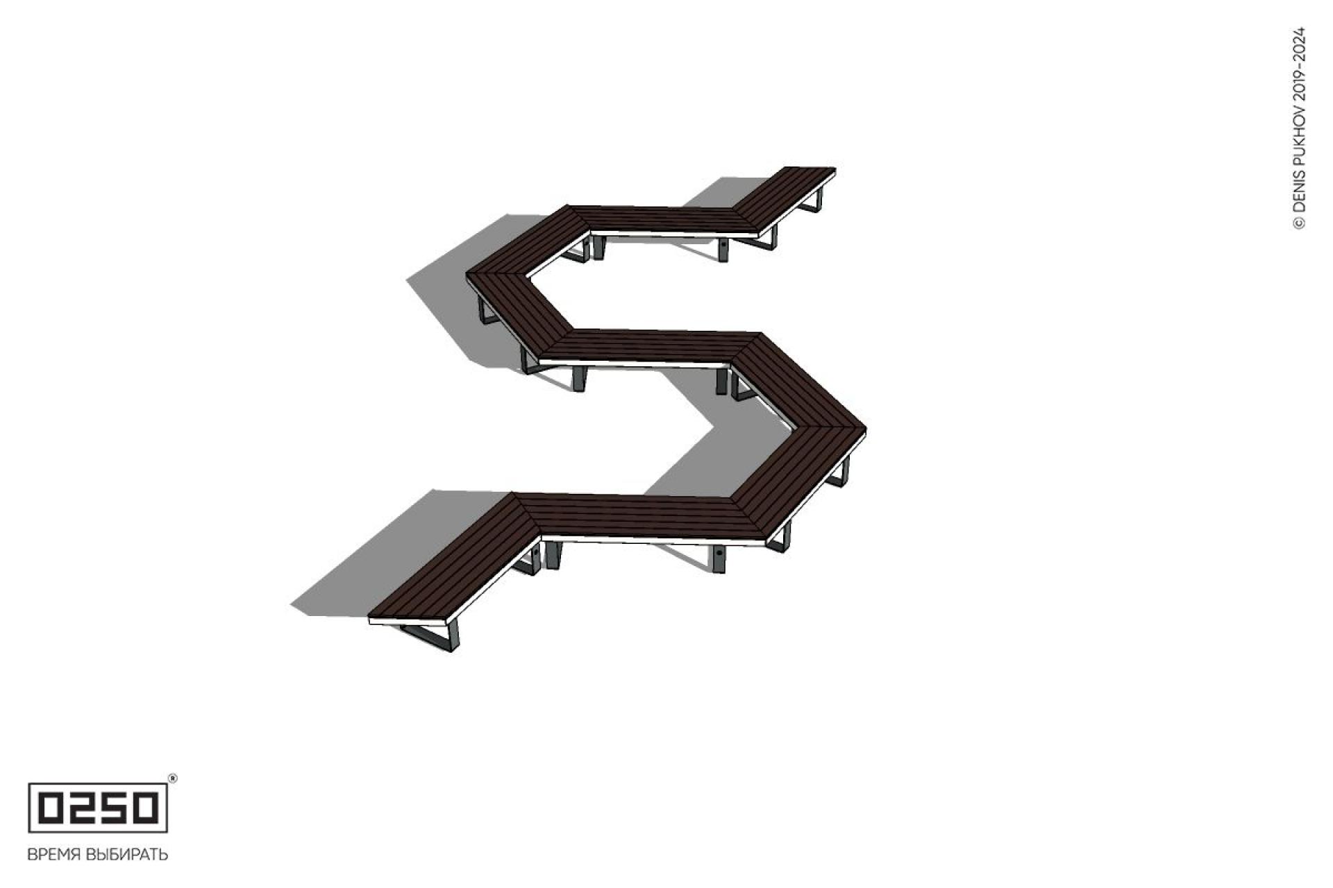 Уличная N-образная гексагональная скамейка на ножках производство 0250 Уличная N-образная гексагональная скамейка на ножках производство 0250