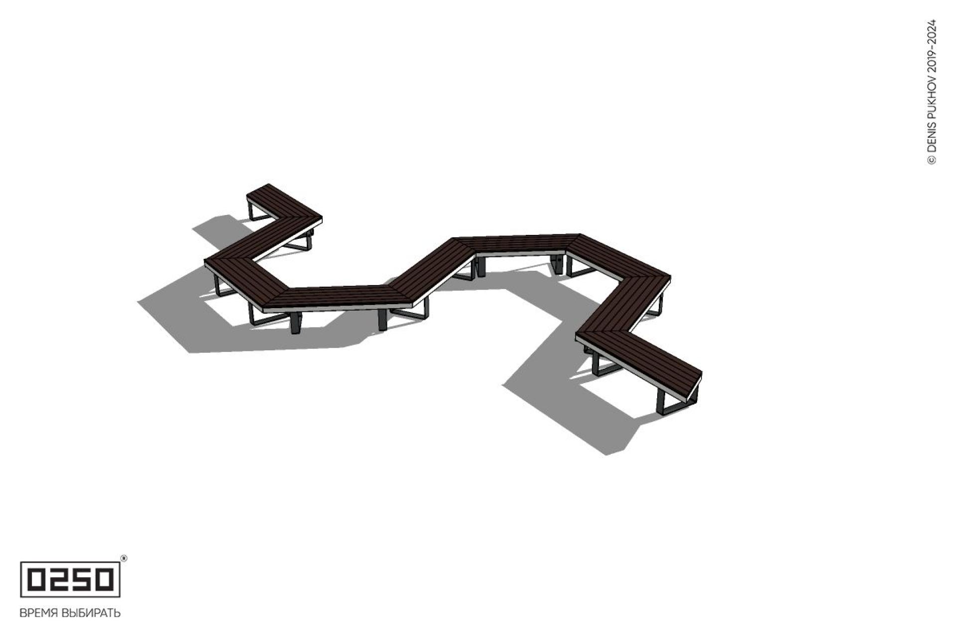 Уличная N-образная гексагональная скамейка на ножках производство 0250 Уличная N-образная гексагональная скамейка на ножках производство 0250