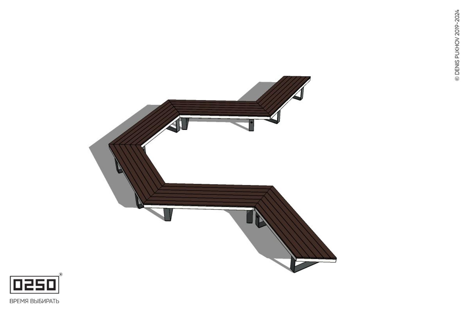 Уличная U-образная гексагональная скамейка на ножках производство 0250 Уличная U-образная гексагональная скамейка на ножках производство 0250