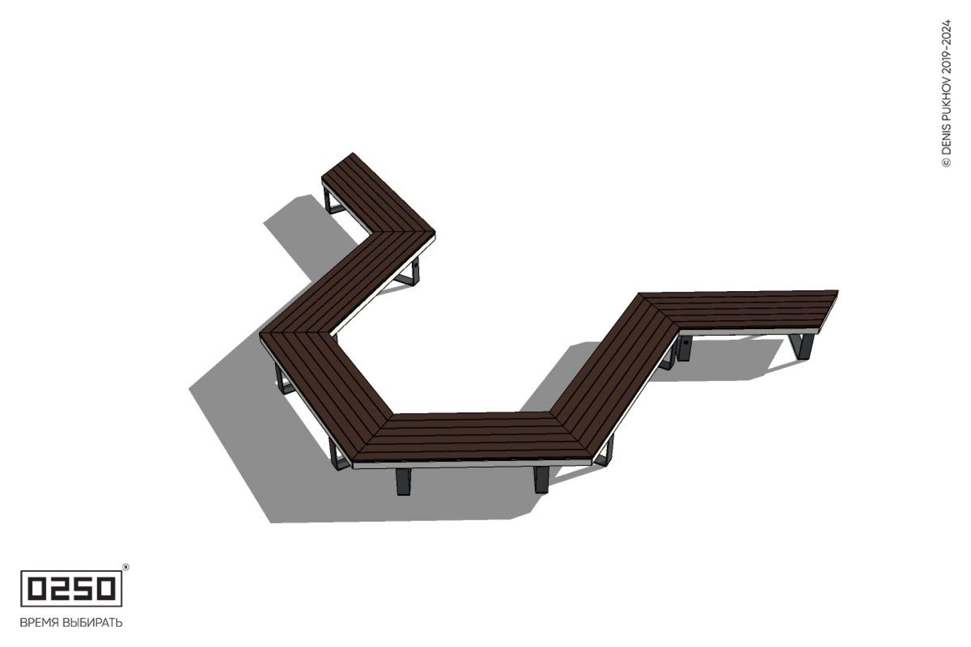 Уличная U-образная гексагональная скамейка на ножках производство 0250 Уличная U-образная гексагональная скамейка на ножках производство 0250