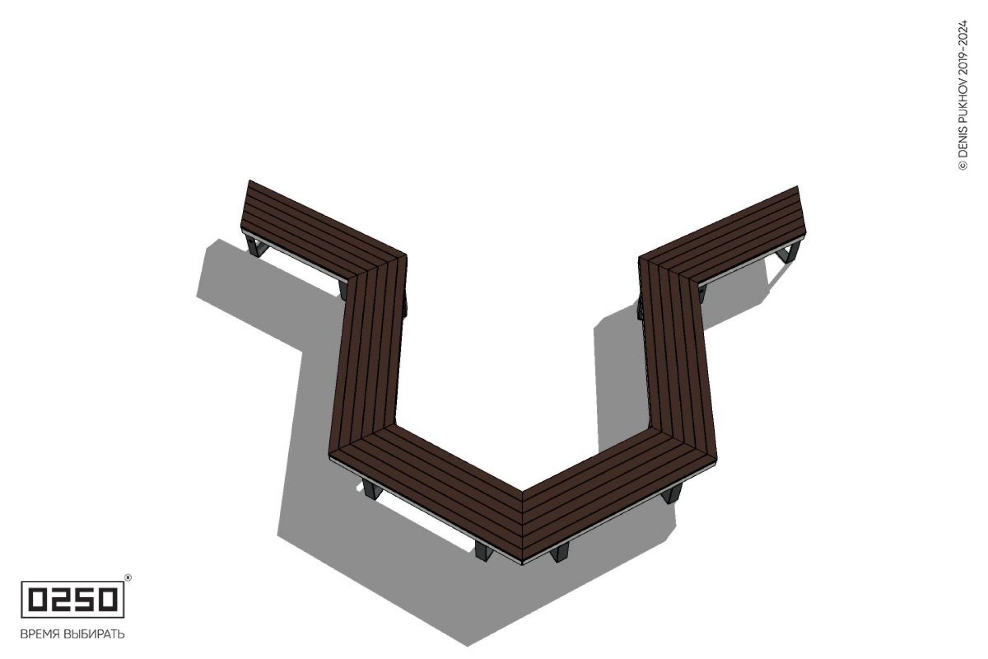 Уличная U-образная гексагональная скамейка на ножках производство 0250 Уличная U-образная гексагональная скамейка на ножках производство 0250