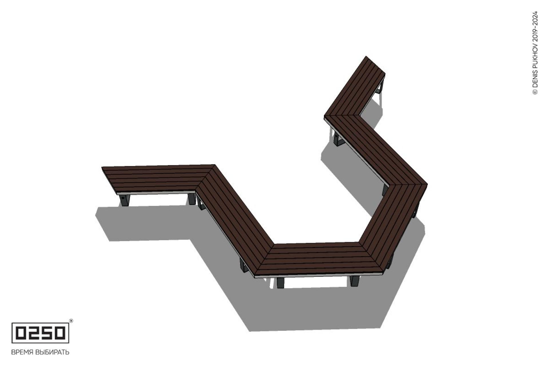 Уличная U-образная гексагональная скамейка на ножках производство 0250 Уличная U-образная гексагональная скамейка на ножках производство 0250