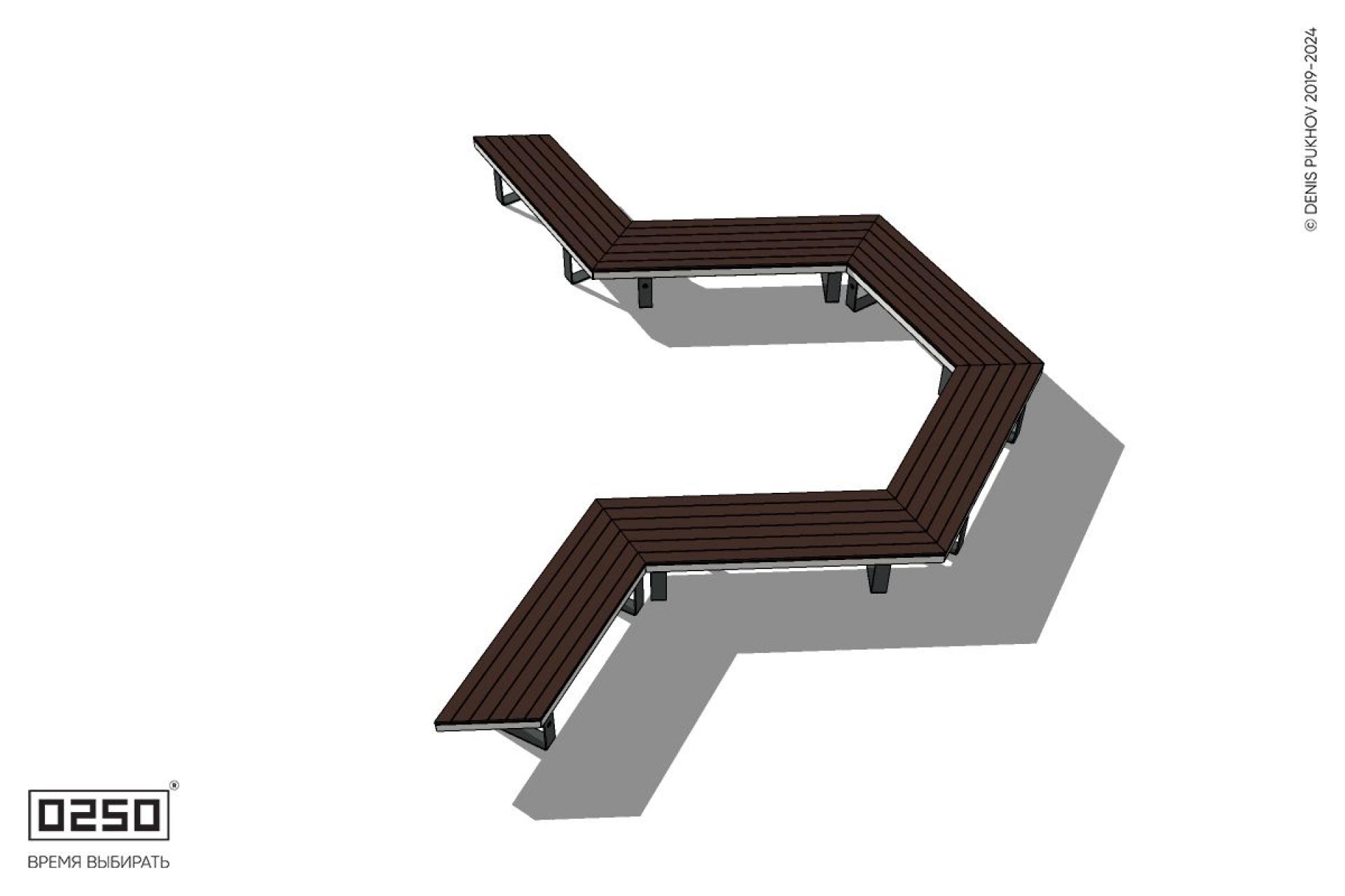 Уличная U-образная гексагональная скамейка на ножках производство 0250 Уличная U-образная гексагональная скамейка на ножках производство 0250