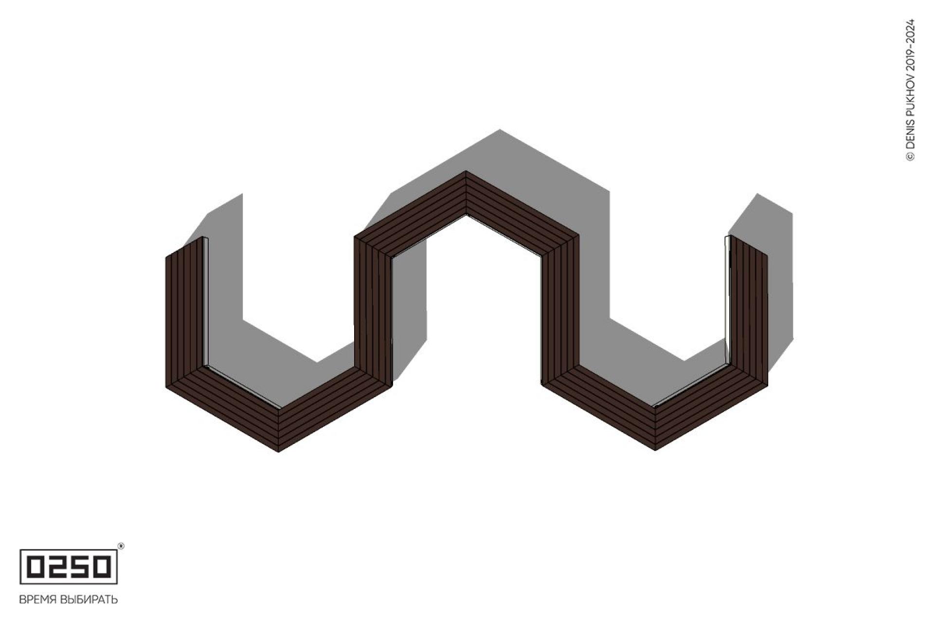 Уличная W-образная гексагональная скамейка на блоке производство 0250, module