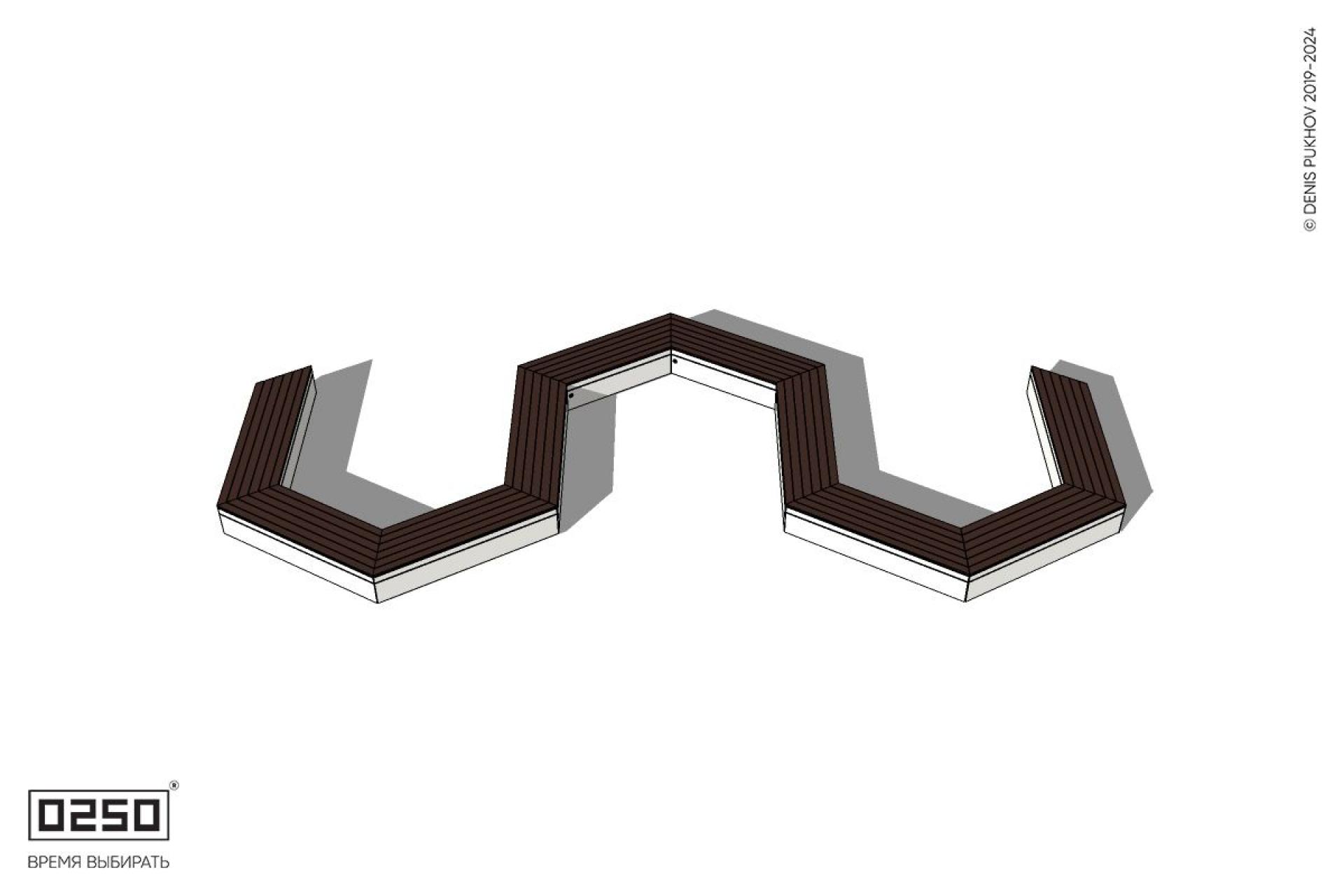 Уличная W-образная гексагональная скамейка на блоке производство 0250