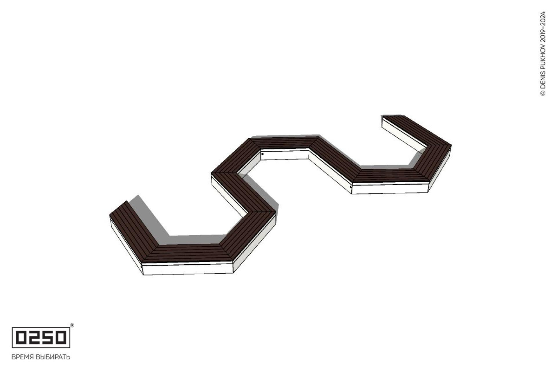 Уличная W-образная гексагональная скамейка на блоке производство 0250