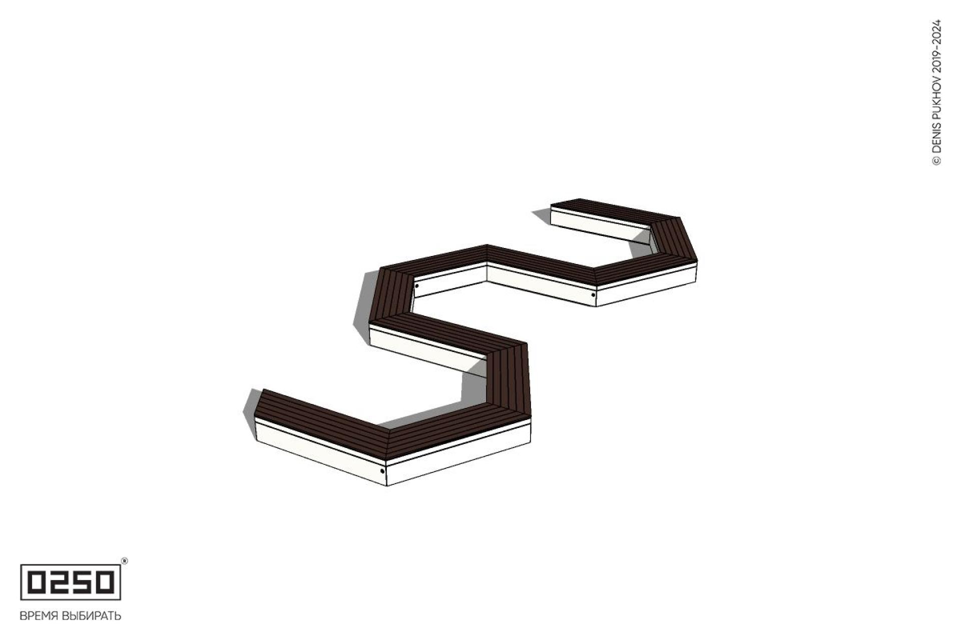 Уличная W-образная гексагональная скамейка на блоке производство 0250