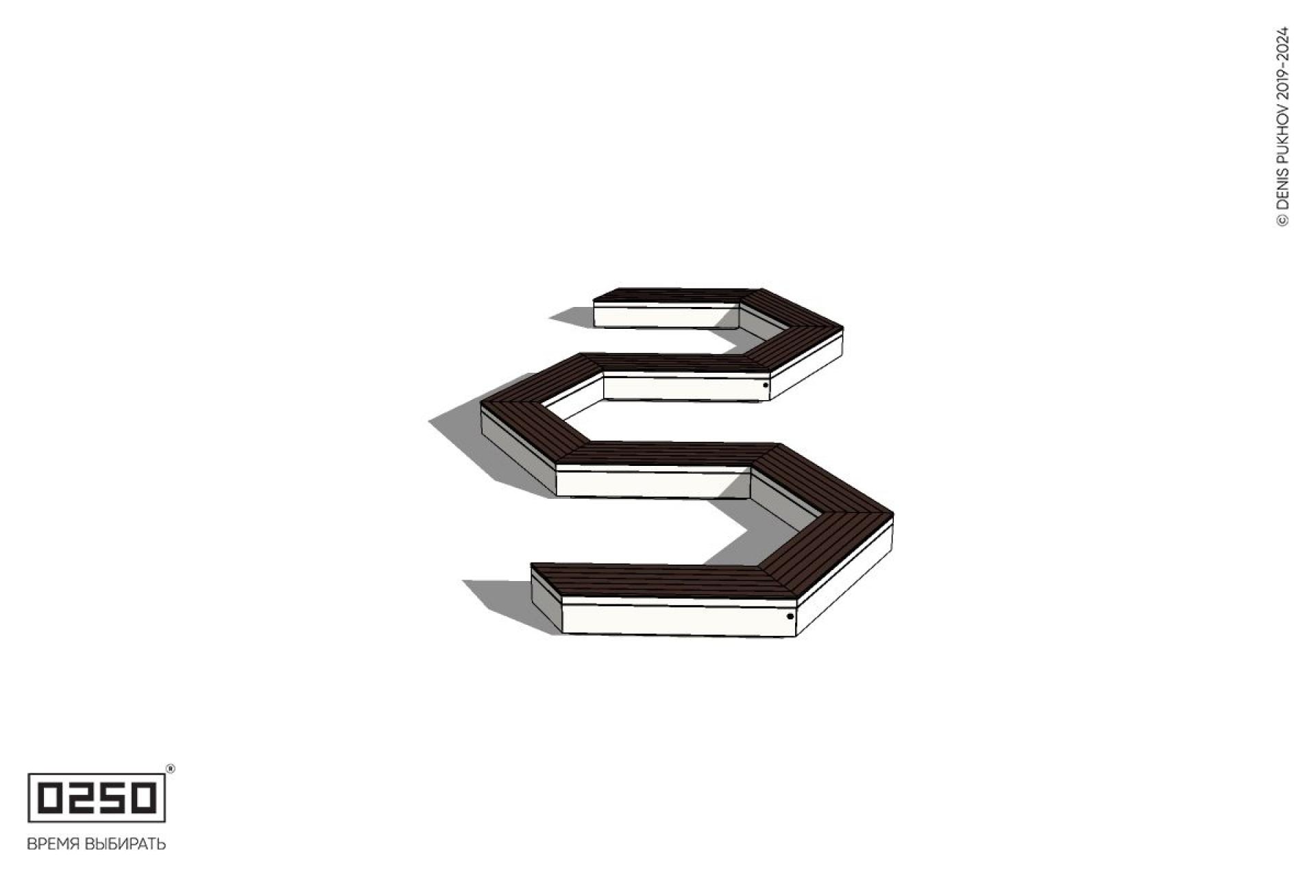 Уличная W-образная гексагональная скамейка на блоке производство 0250