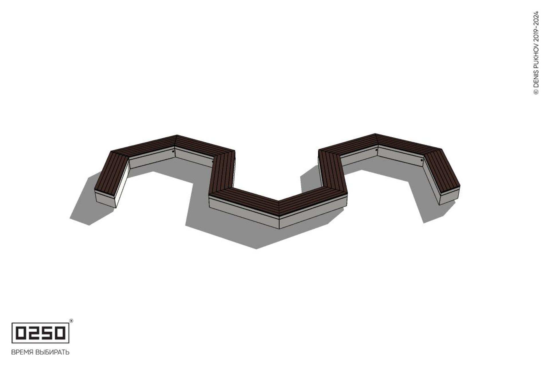 Уличная W-образная гексагональная скамейка на блоке производство 0250