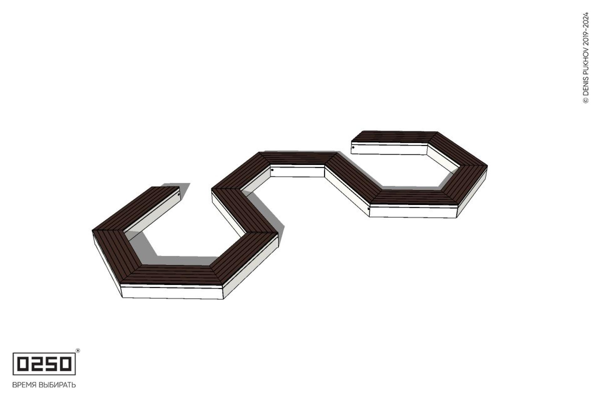 Уличная W-образная гексагональная закрытая скамейка на блоке производство 0250