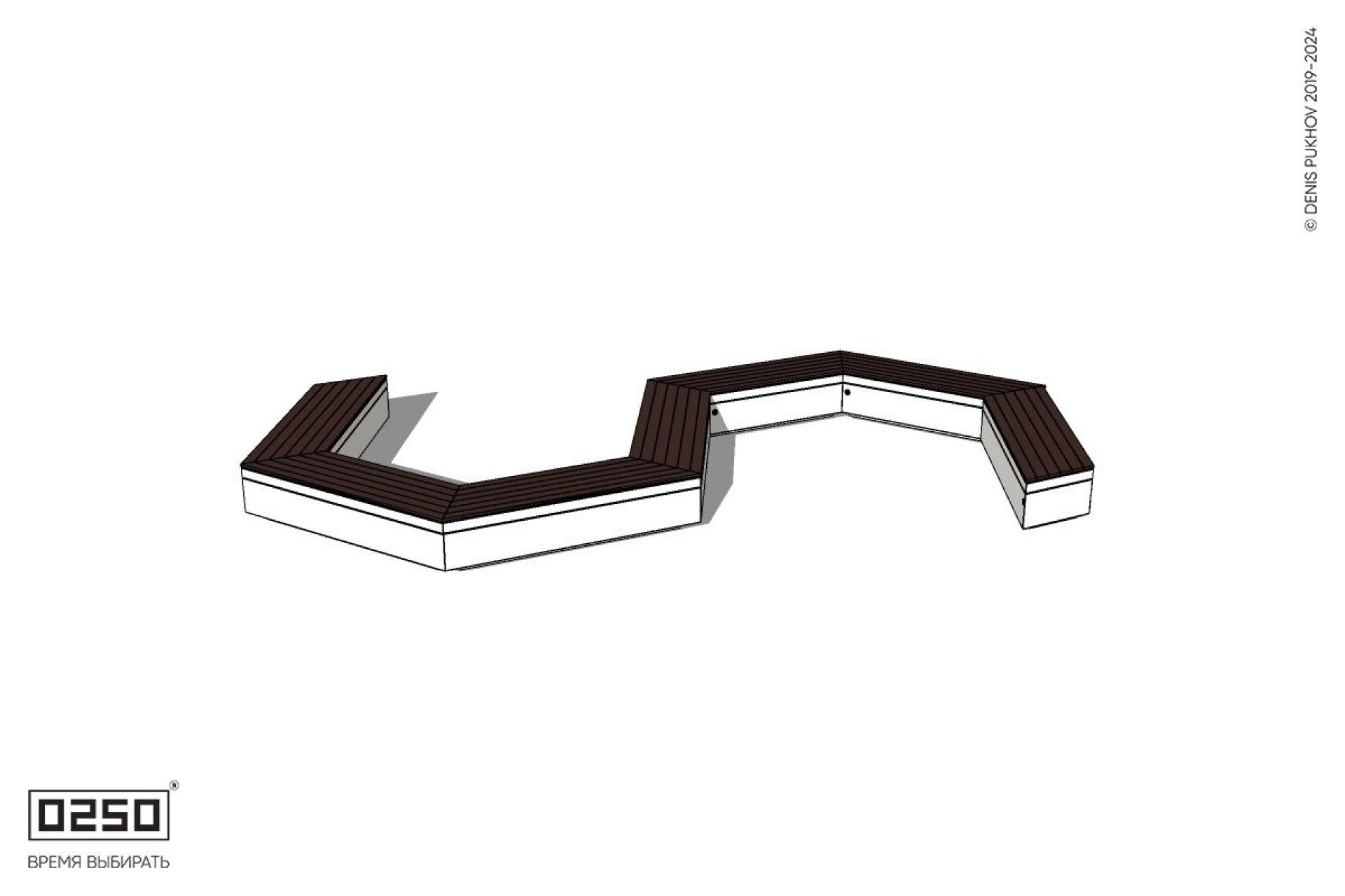 Уличная S-образная гексагональная контрскошенная скамейка на блоке производство 0250