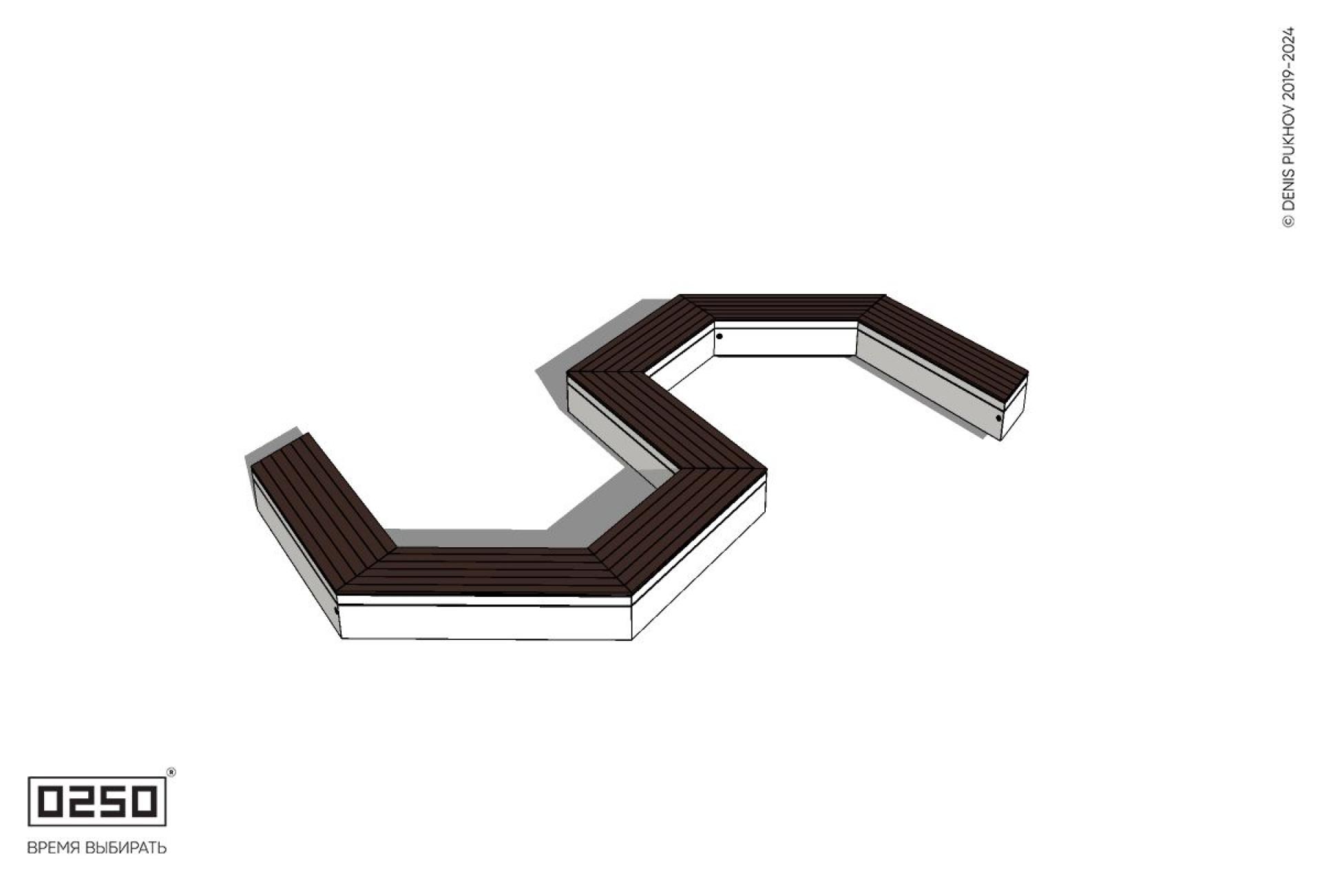 Уличная S-образная гексагональная контрскошенная скамейка на блоке производство 0250