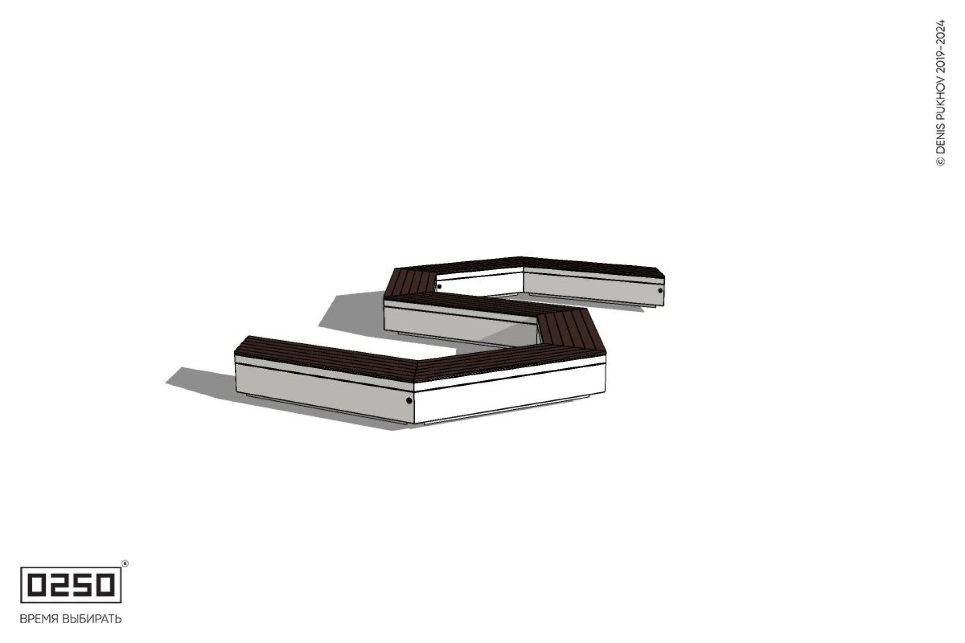 Уличная S-образная гексагональная контрскошенная скамейка на блоке производство 0250