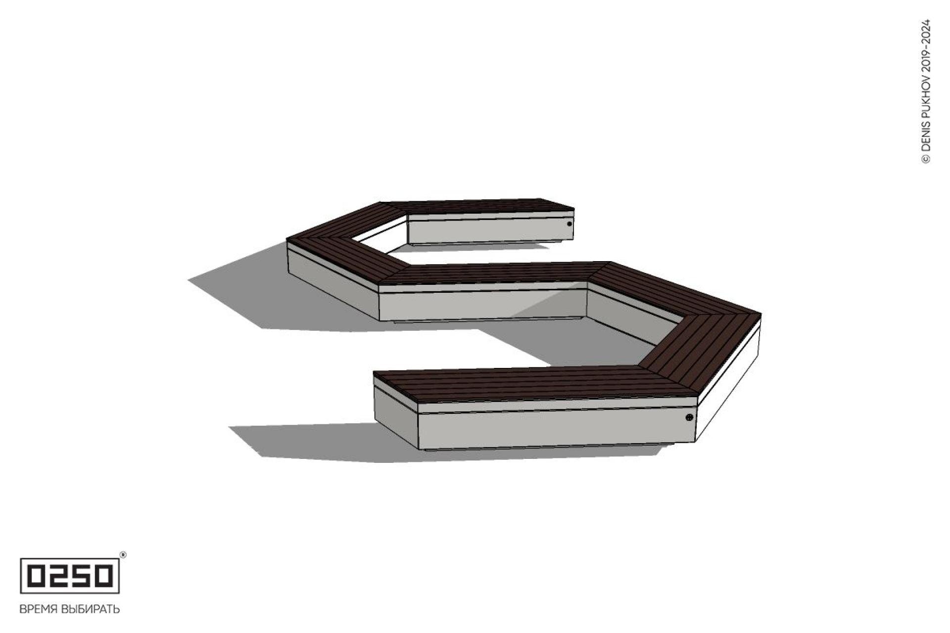 Уличная S-образная гексагональная контрскошенная скамейка на блоке производство 0250