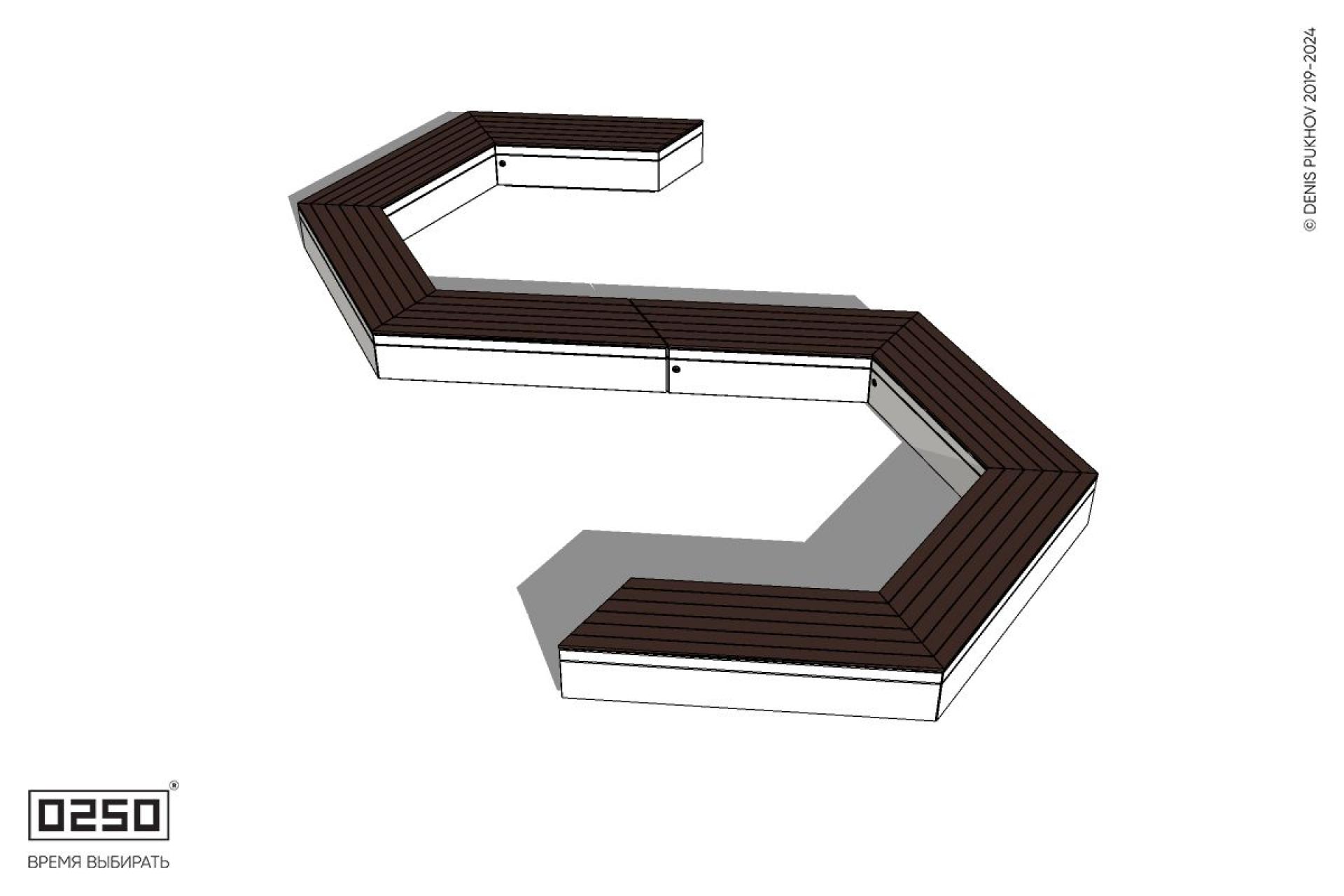 Уличная S-образная гексагональная широкая скамейка на блоке производство 0250 Уличная S-образная гексагональная широкая скамейка на блоке производство 0250