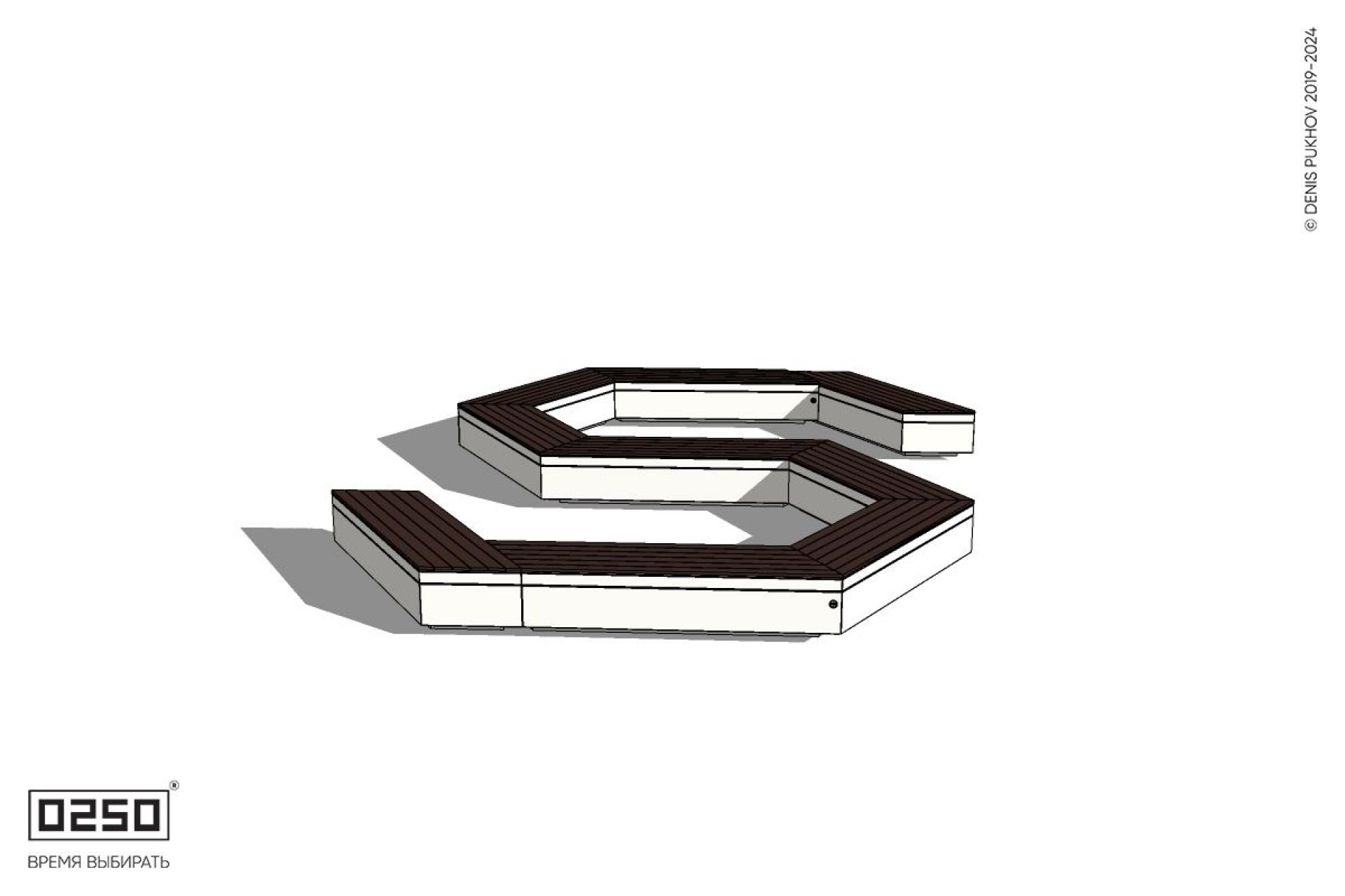 Уличная S-образная гексагональная закрытая большая скамейка на блоке производство 0250 Уличная S-образная гексагональная закрытая большая скамейка на блоке производство 0250