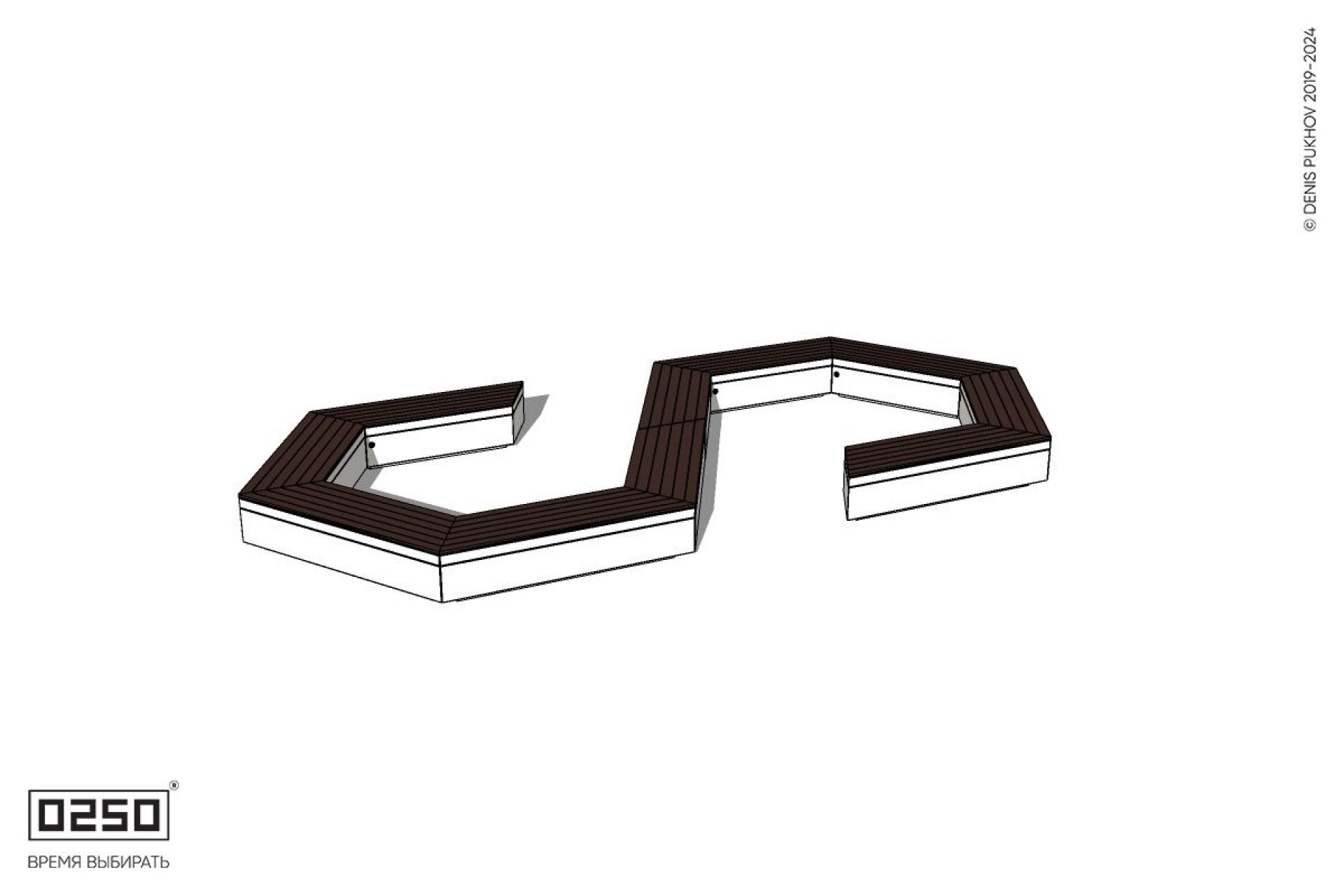 Уличная S-образная гексагональная закрытая длинная скамейка на блоке производство 0250