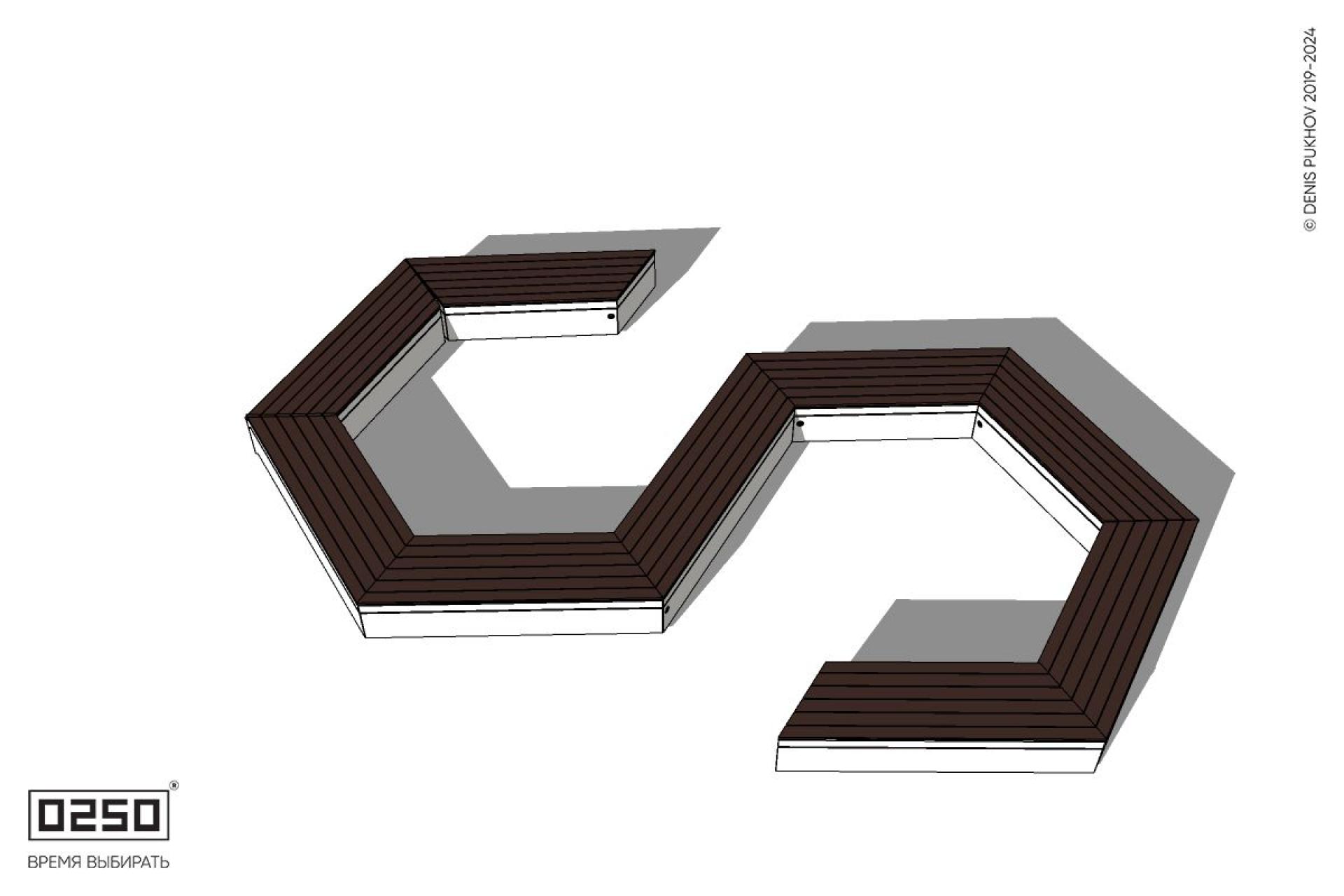 Уличная S-образная гексагональная закрытая скамейка на блоке производство 0250 Уличная S-образная гексагональная закрытая скамейка на блоке производство 0250