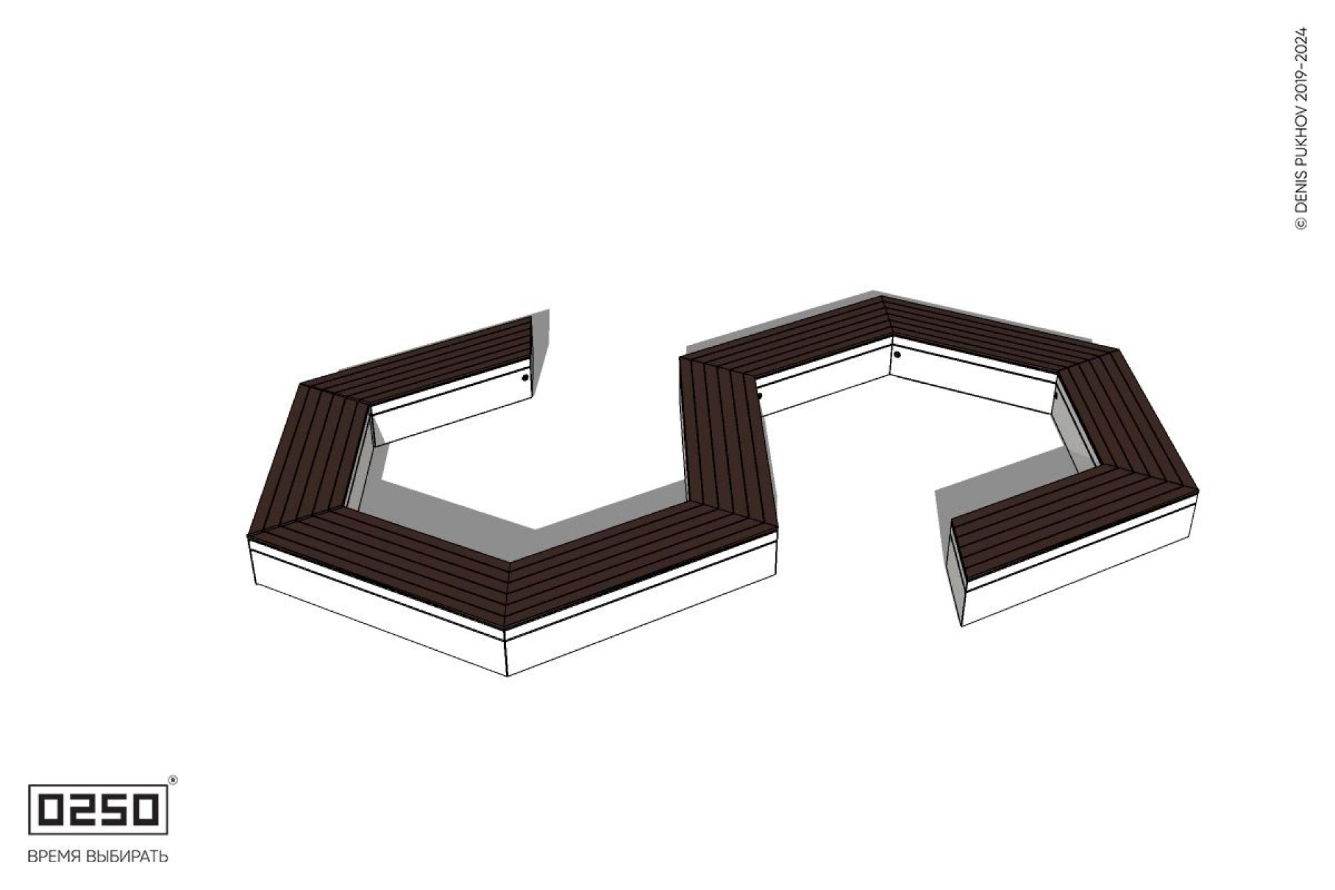 Уличная S-образная гексагональная закрытая скамейка на блоке производство 0250 Уличная S-образная гексагональная закрытая скамейка на блоке производство 0250