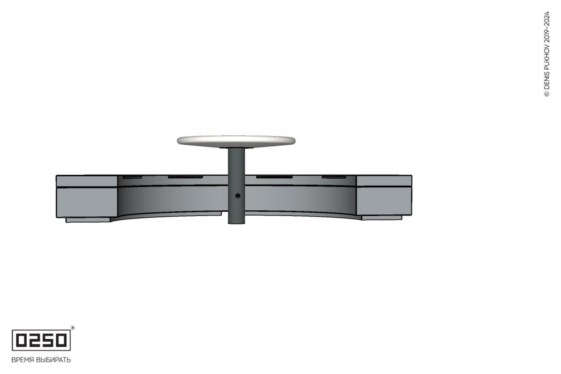 Уличная Скамейка полукольцевая двухпролетная малого радиуса на блоке  со столом Рондо производство 0250