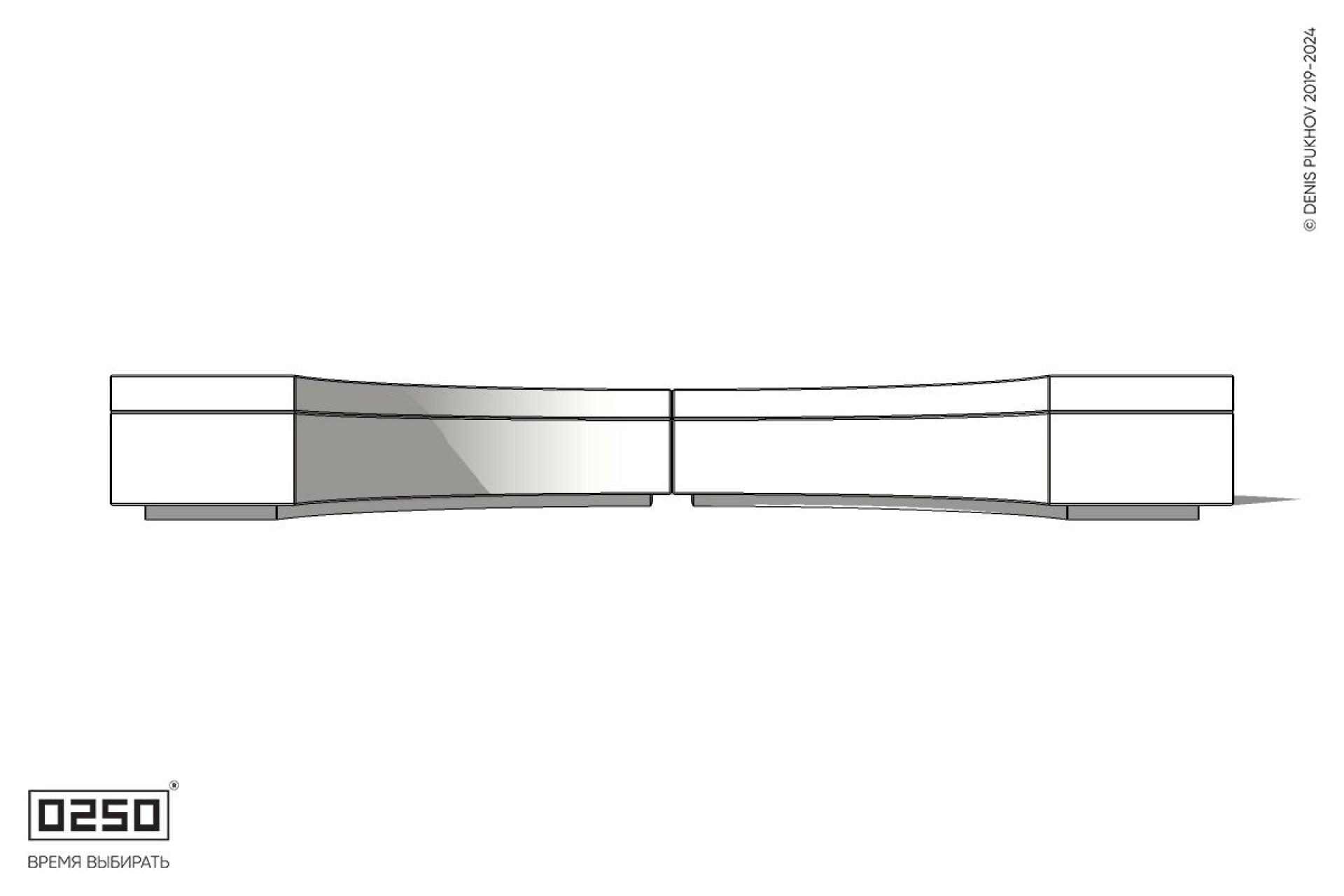 Уличная Бетонная полукольцевая скамейка двухпролетная малого радиуса на блоке производство 0250, module