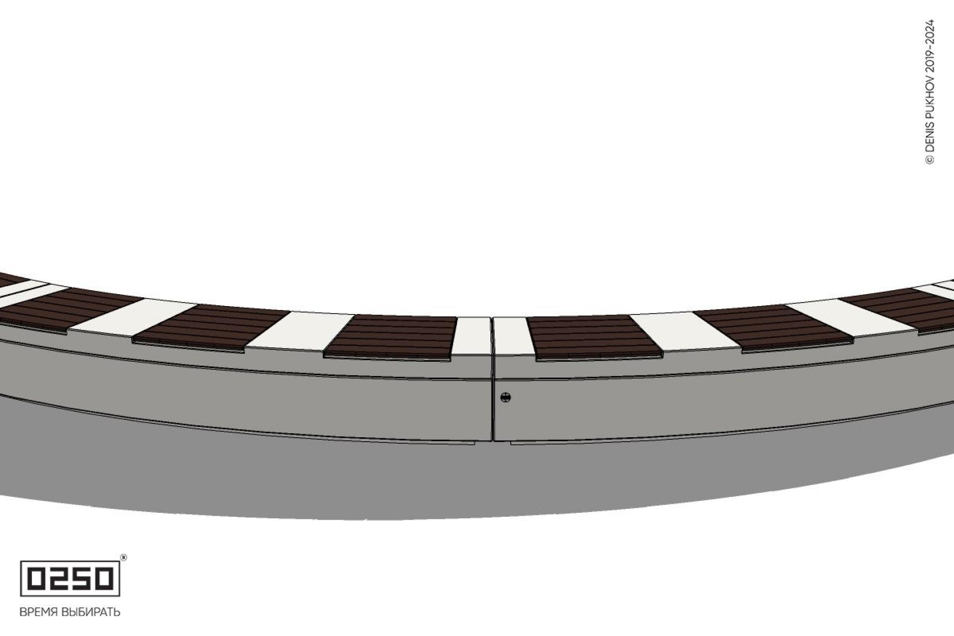 Уличная Полукольцевая скамейка шестипролетная на блоке производство 0250