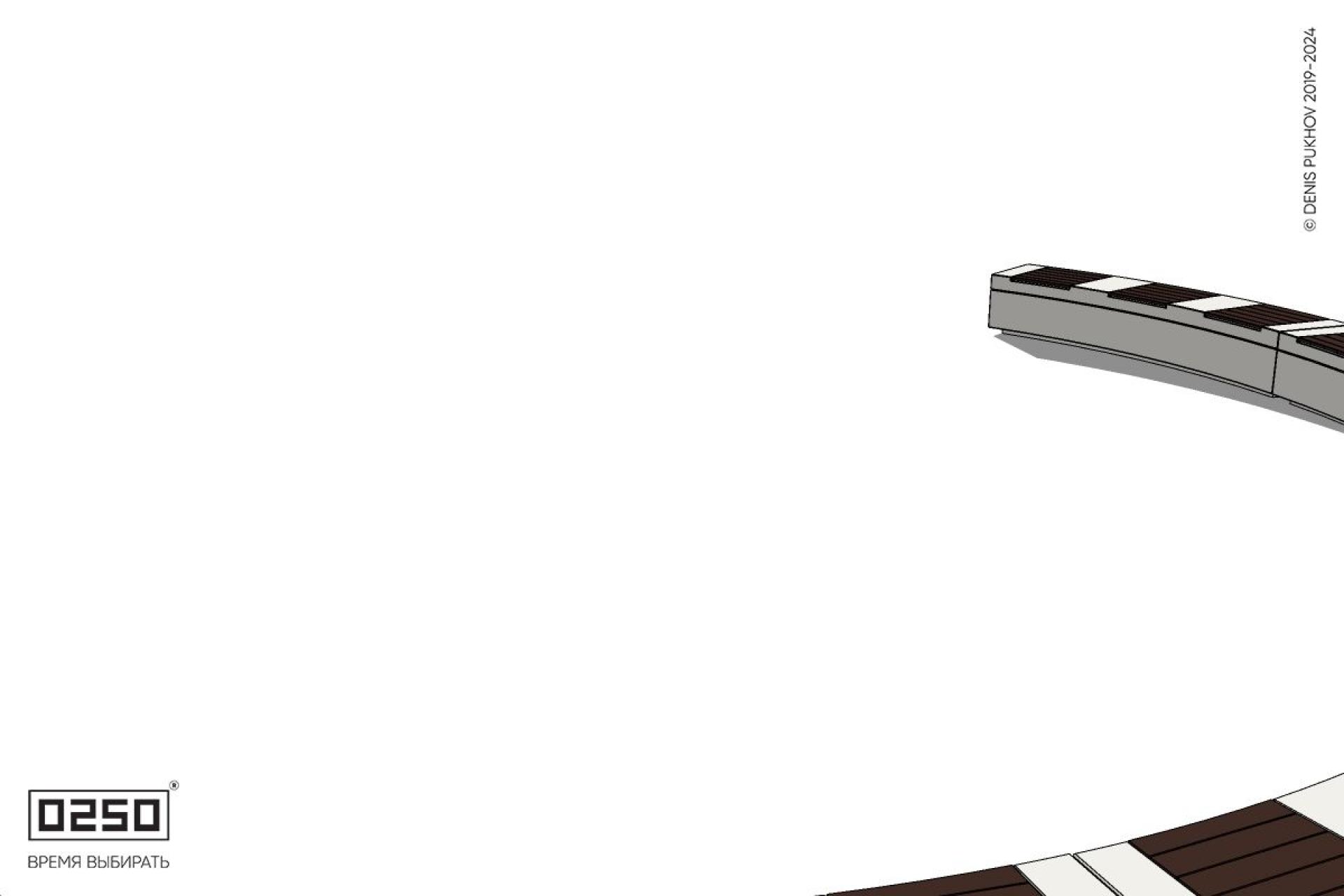 Уличная Полукольцевая скамейка шестипролетная на блоке производство 0250