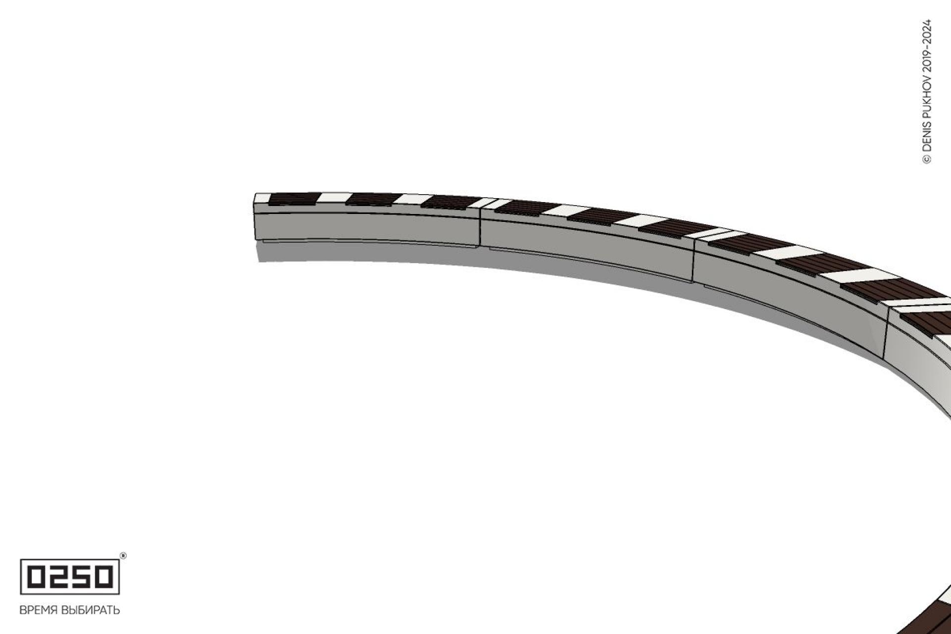 Уличная Полукольцевая скамейка шестипролетная на блоке производство 0250