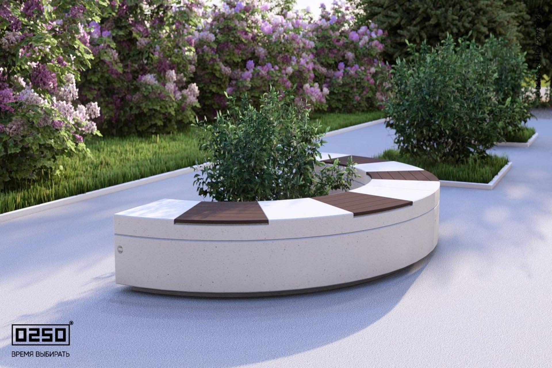 Уличная Скамейка полукольцевая двухпролетная  малого радиуса на блоке производство 0250, module