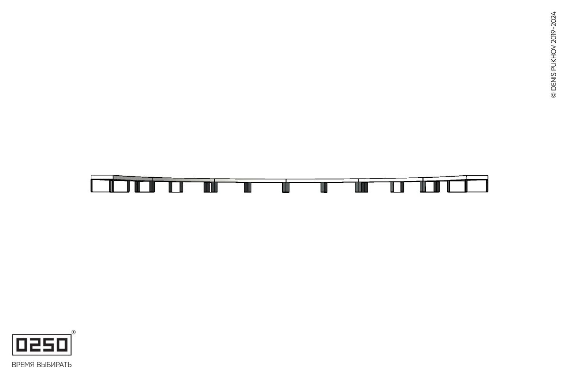 Уличная Бетонная полукольцевая скамейка шестипролетная большого радиуса на ножках производство 0250