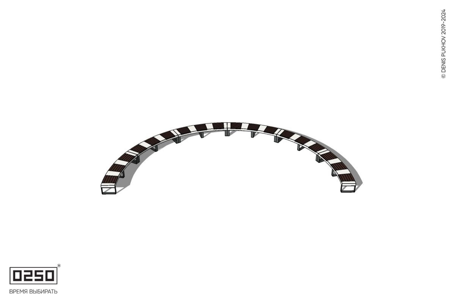 Уличная Скамейка полукольцевая большого радиуса на ножках производство 0250