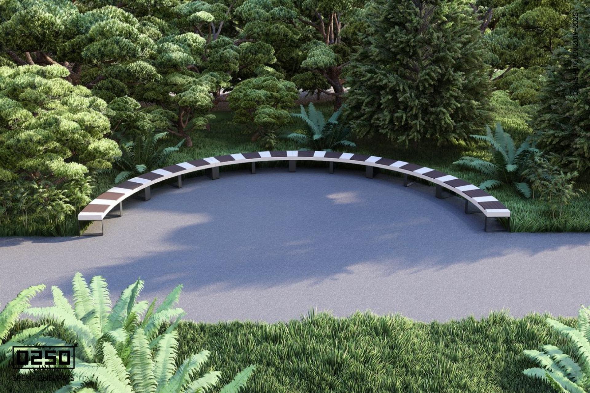 Уличная Скамейка полукольцевая большого радиуса на ножках производство 0250, module