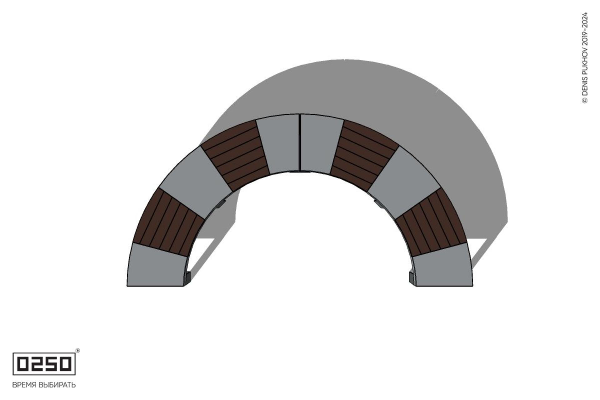 Уличная Скамейка полукольцевая малого радиуса на ножках производство 0250, module