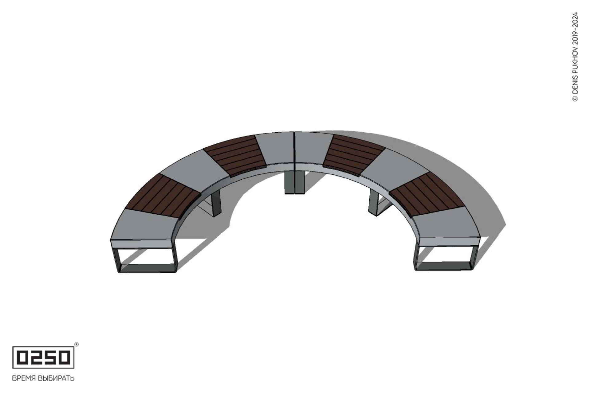 Уличная Скамейка полукольцевая малого радиуса на ножках производство 0250