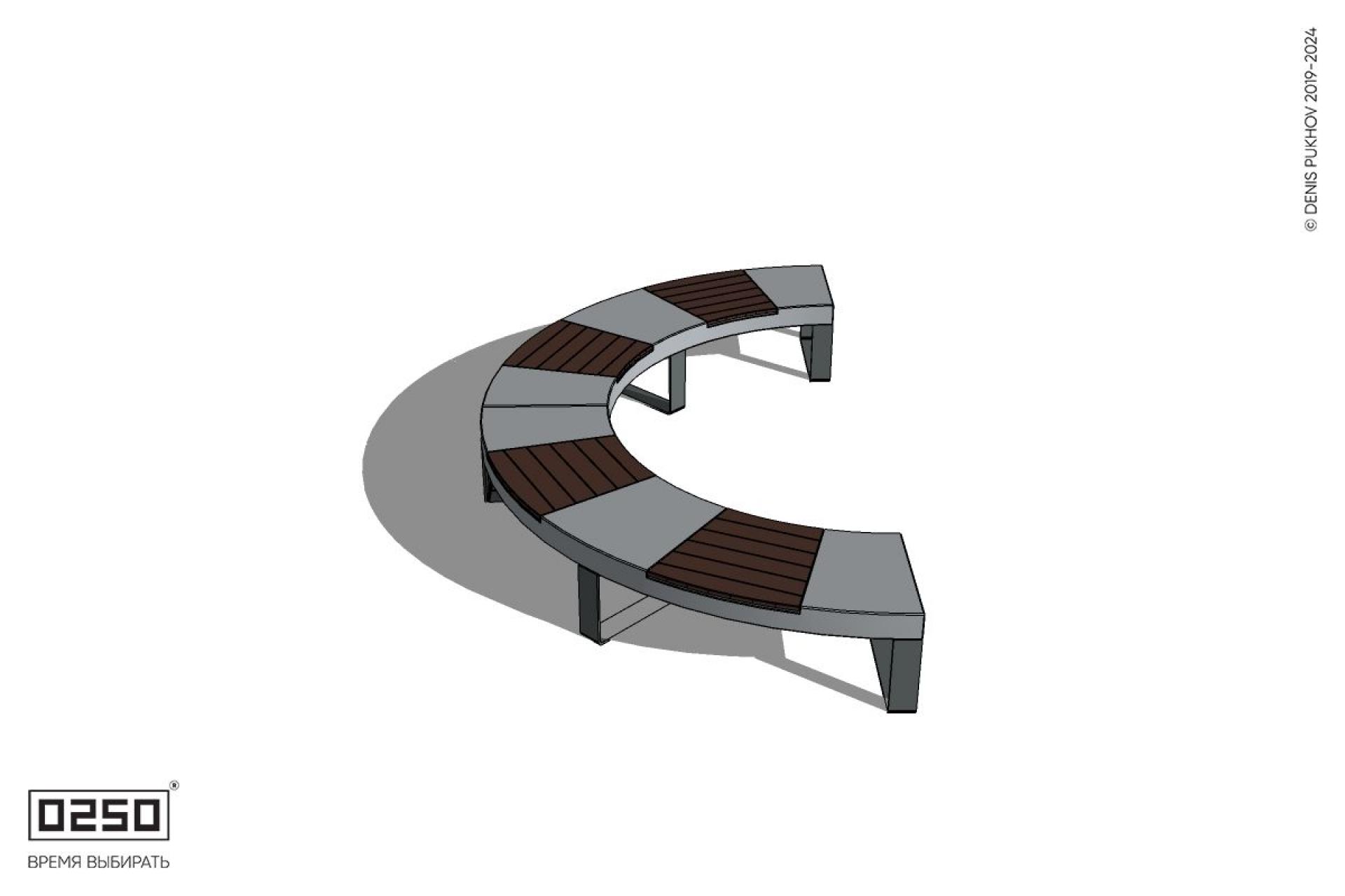 Уличная Скамейка полукольцевая малого радиуса на ножках производство 0250