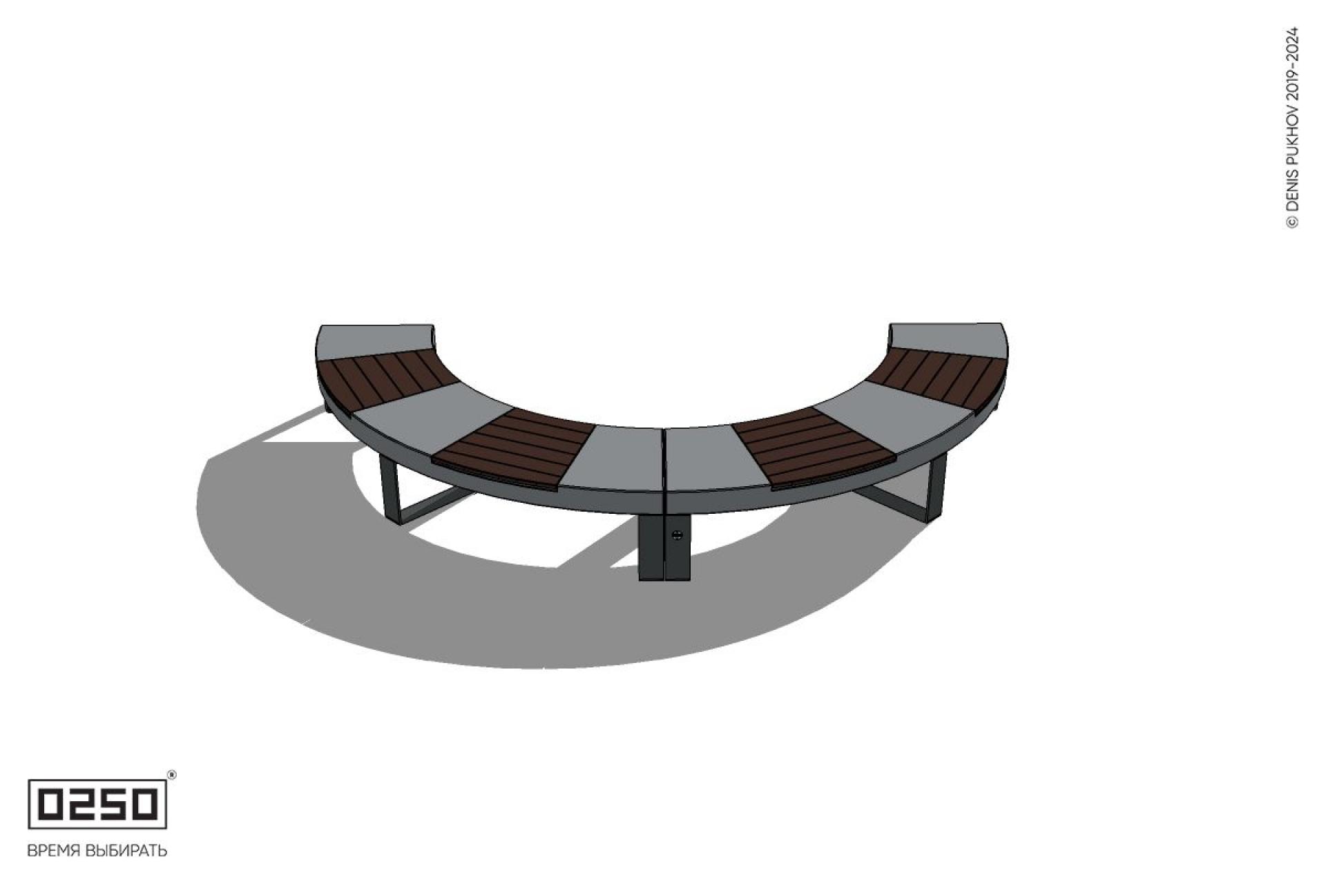Уличная Скамейка полукольцевая малого радиуса на ножках производство 0250