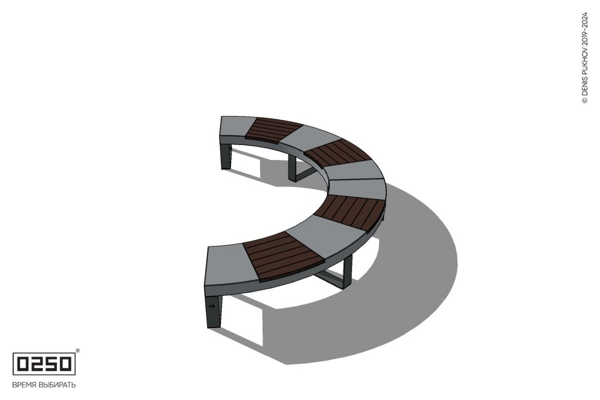 Уличная Скамейка полукольцевая малого радиуса на ножках производство 0250