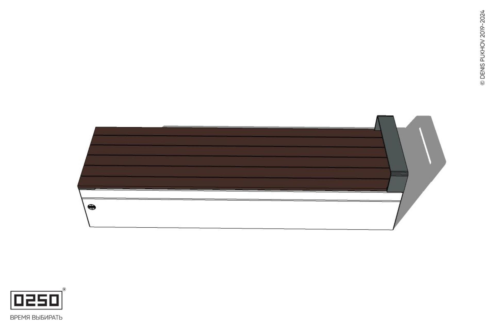 Уличная Скамейка прямая с одним подлокотником на блоке производство 0250