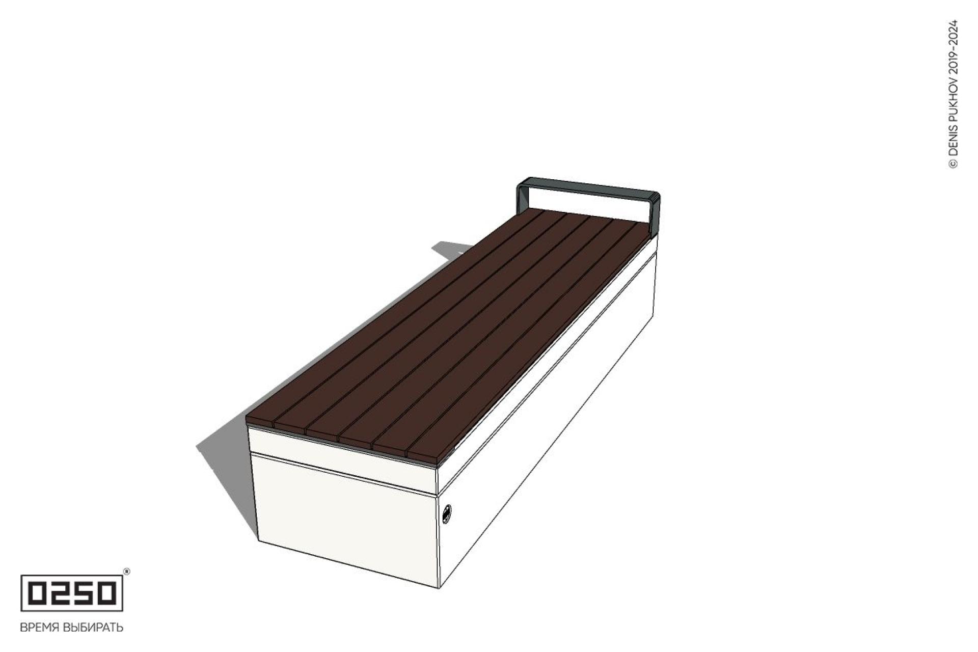 Уличная Скамейка прямая с одним подлокотником на блоке производство 0250