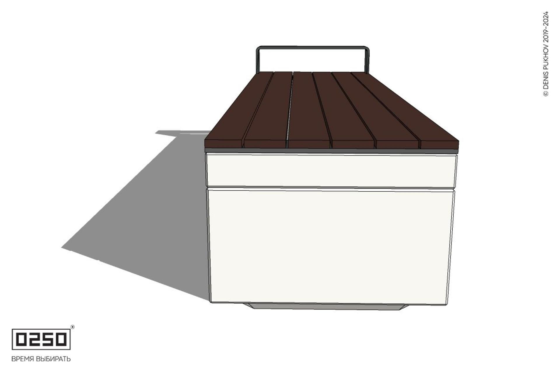 Уличная Скамейка прямая с одним подлокотником на блоке производство 0250