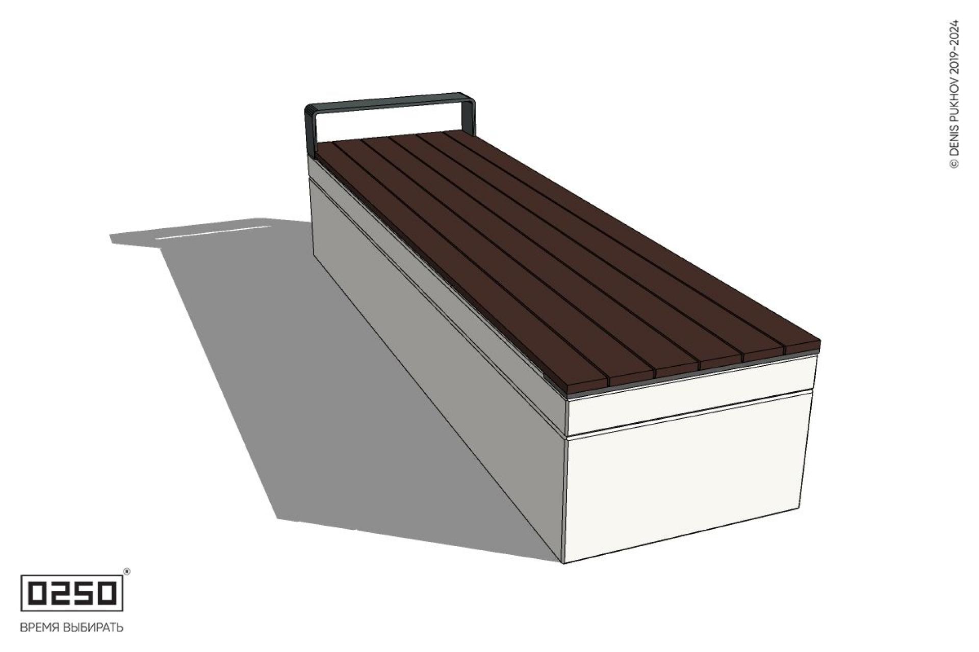 Уличная Скамейка прямая с одним подлокотником на блоке производство 0250