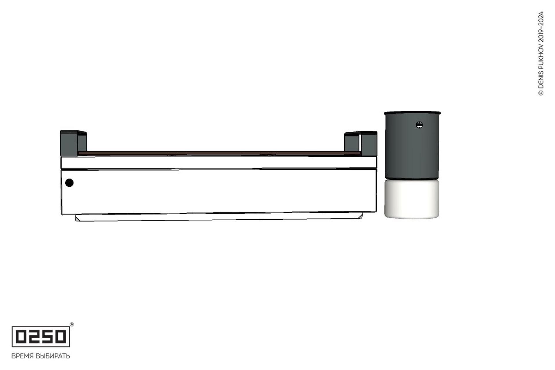 Уличная Скамейка прямая с подлокотниками на блоке с урной Урбан 2 производство 0250, modul+