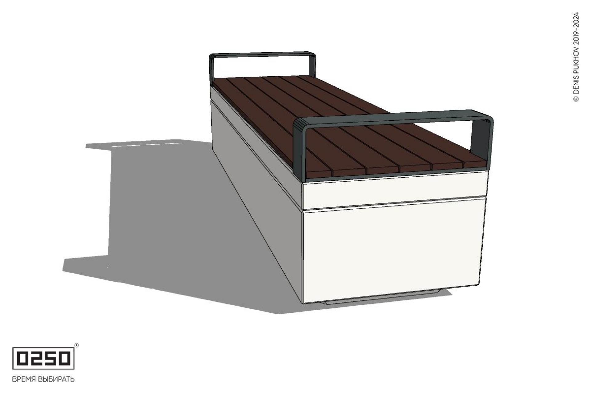 Уличная Скамейка прямая с подлокотниками на блоке производство 0250 Уличная Скамейка прямая с подлокотниками на блоке производство 0250