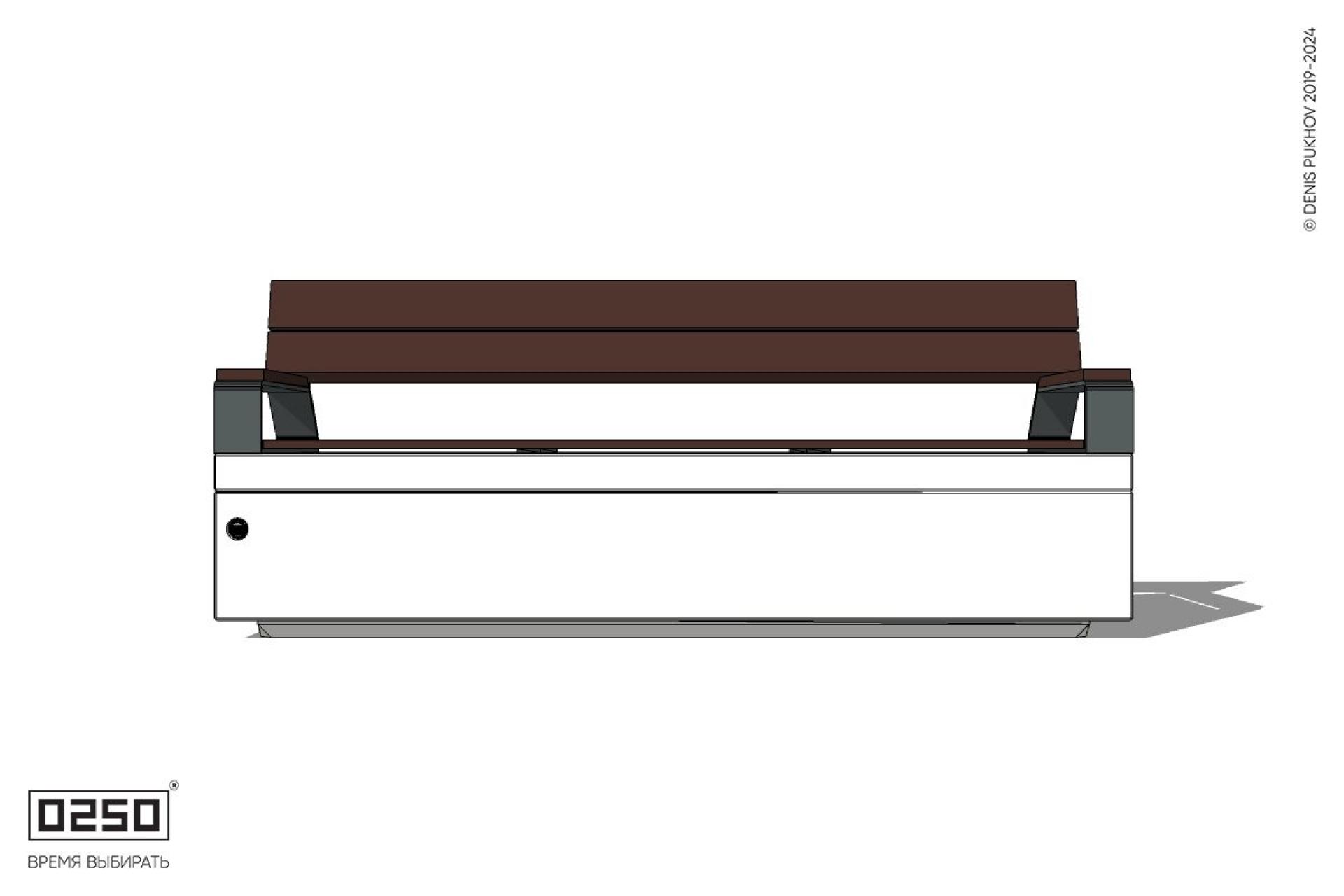 Уличная Скамейка прямая со спинкой и подлокотниками на блоке производство 0250