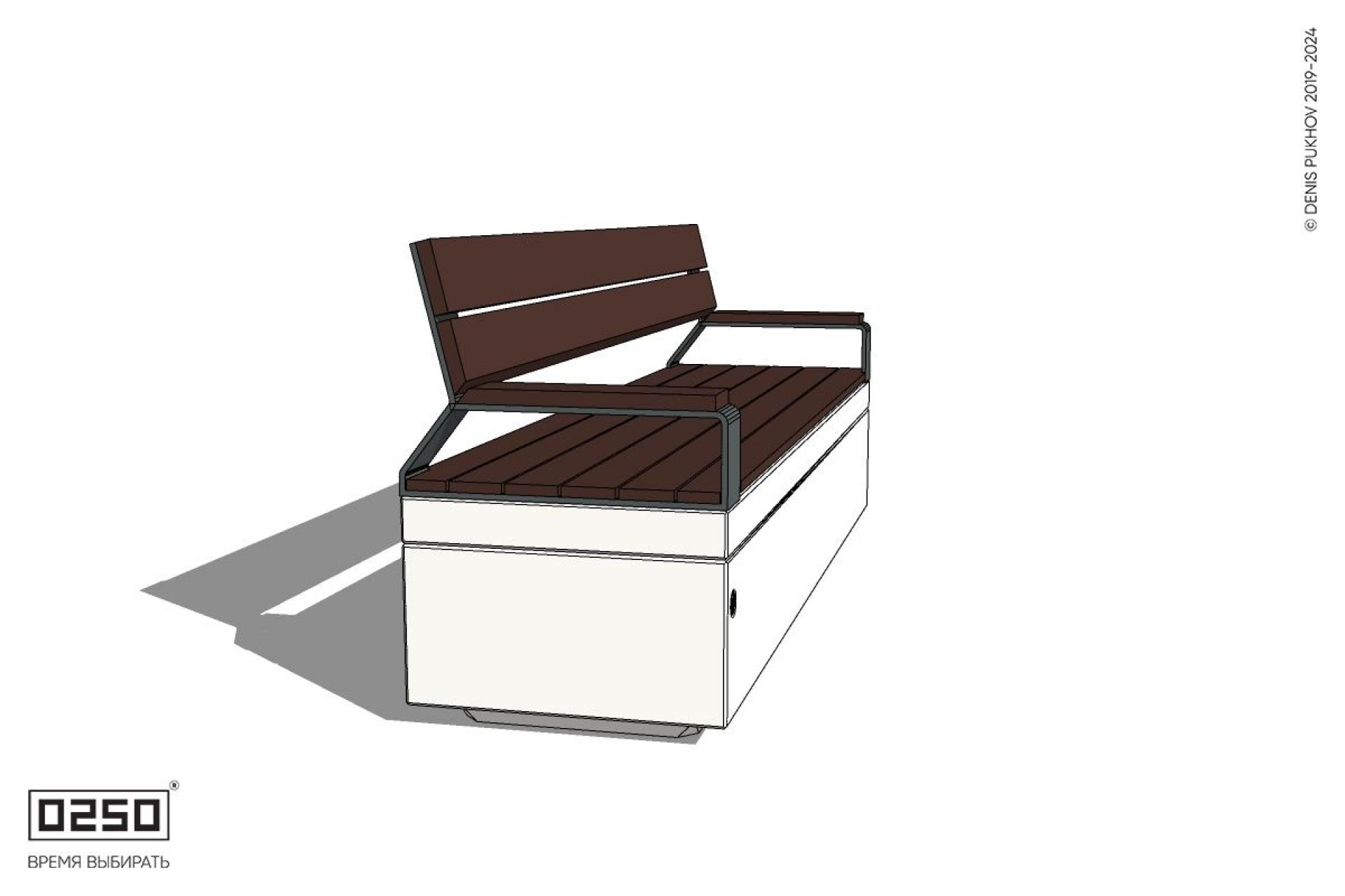 Уличная Скамейка прямая со спинкой и подлокотниками на блоке производство 0250